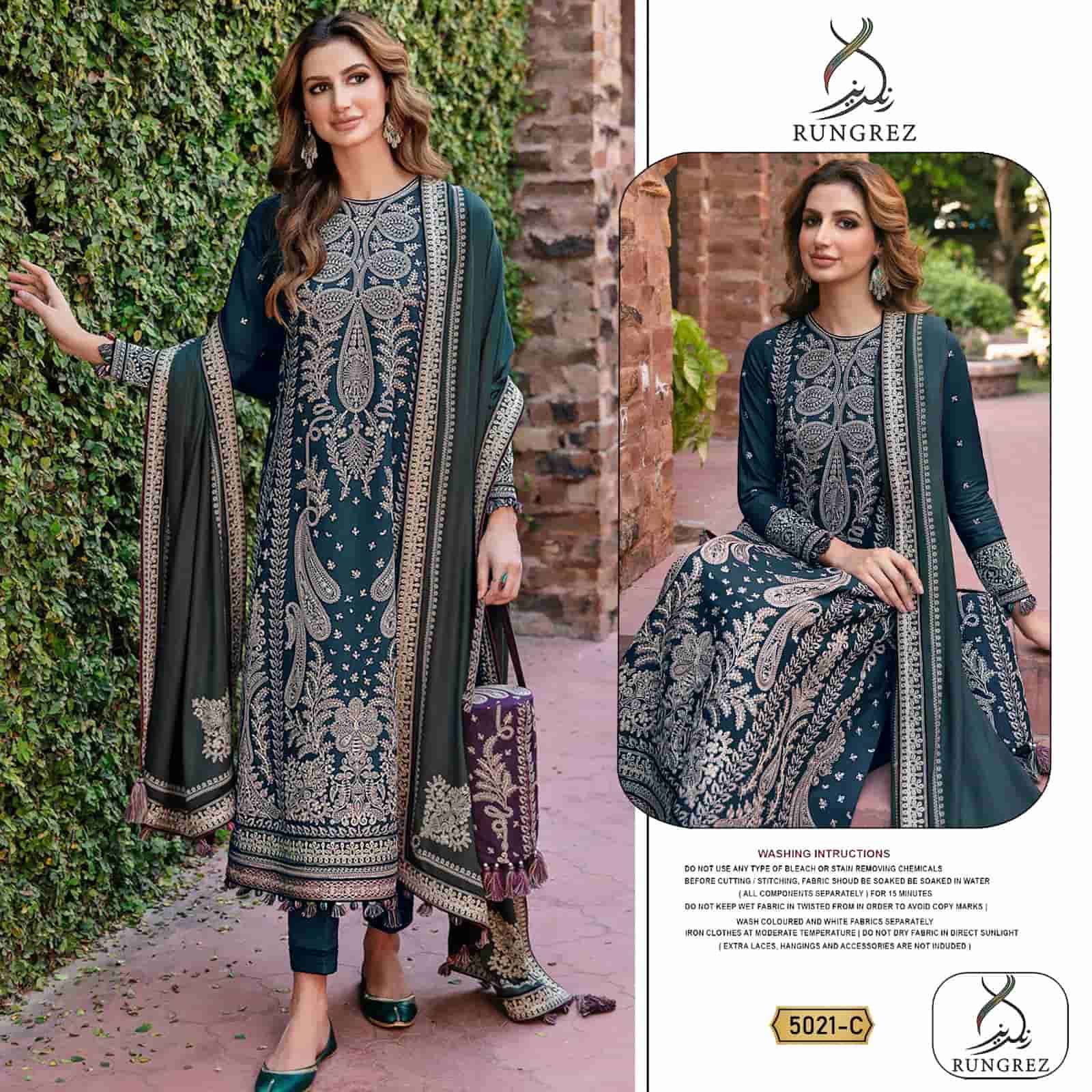 Rungrez 5021 C Latest Heavy Designer Style Georgette Embroidered Dress Ensemble