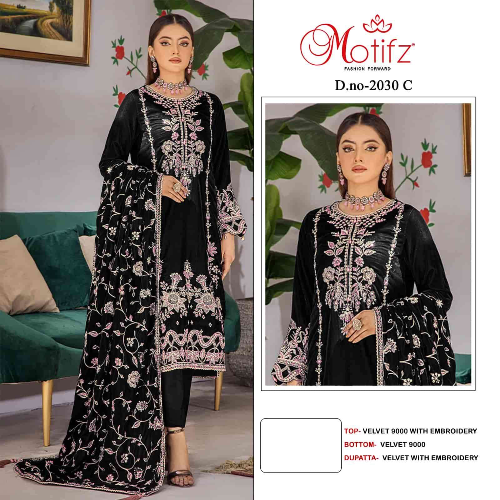 Motifz Designer Velvet Pakistani Suit view 2