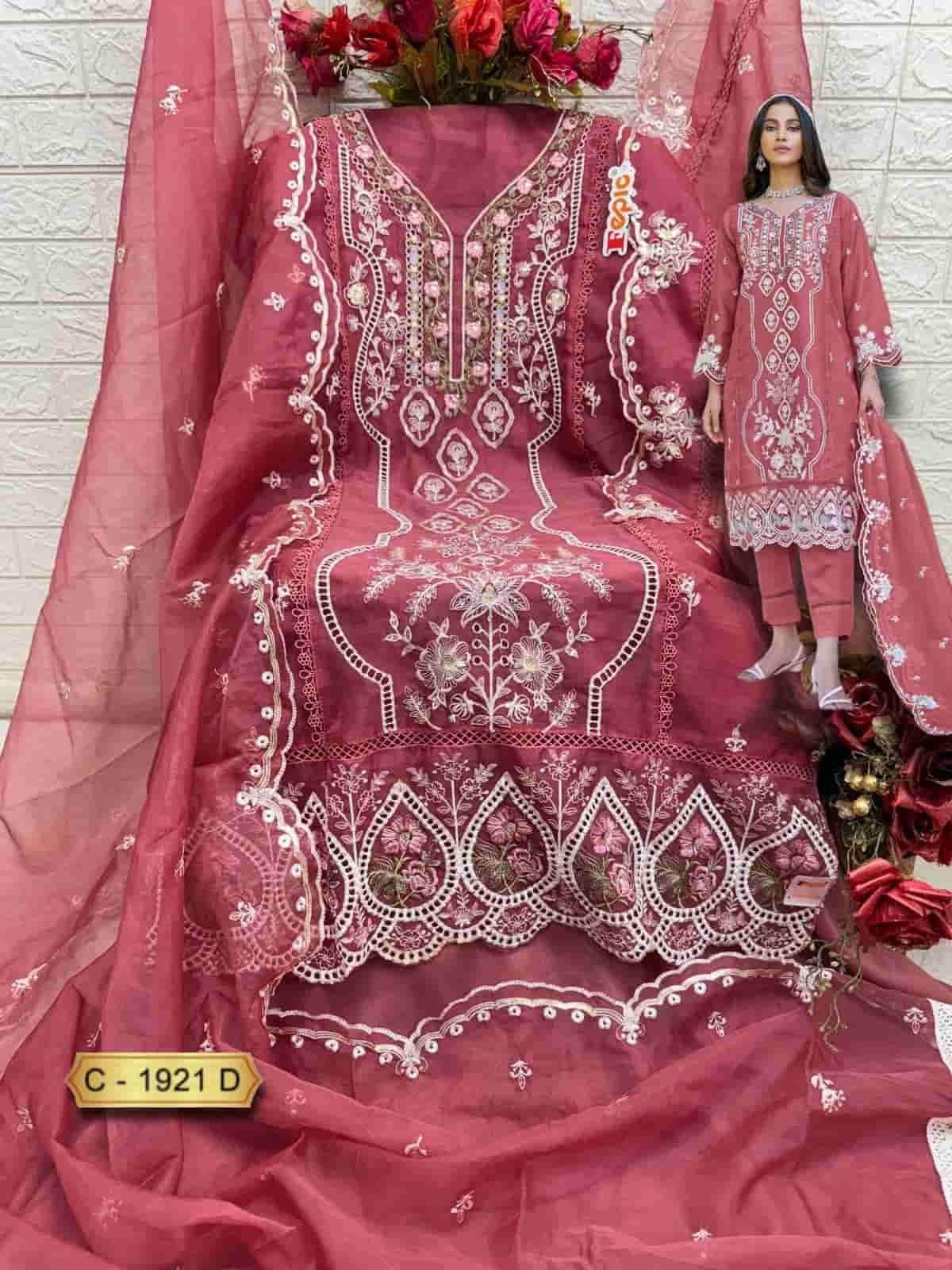 Fepic C 1921 Colors Pakistani Style Designer Organza Embroidered Suit Wholesalers view 6