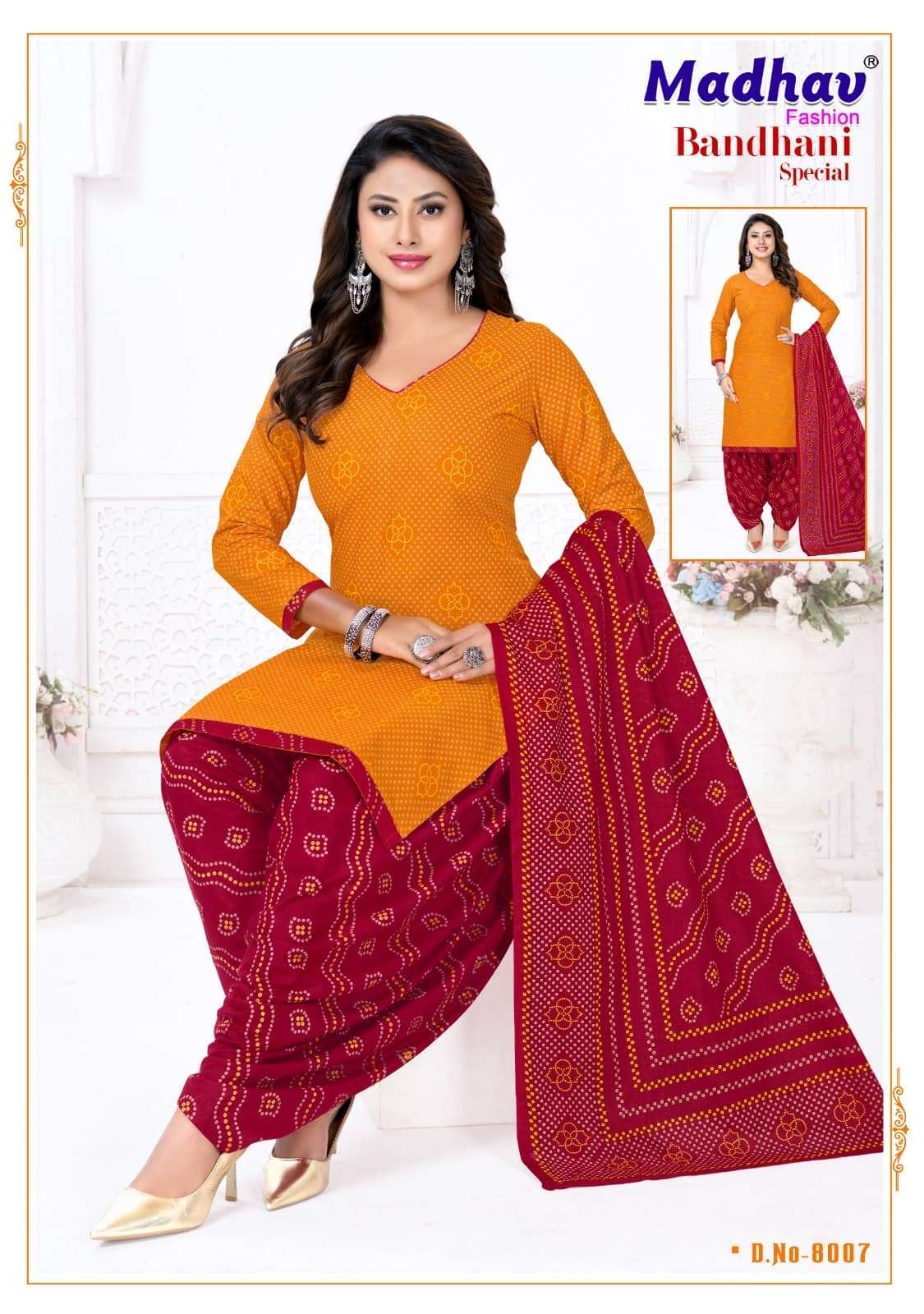Madhav Fashion Bandhani Special Vol 8 Unstitch Cotton Bandhani Dress view 7