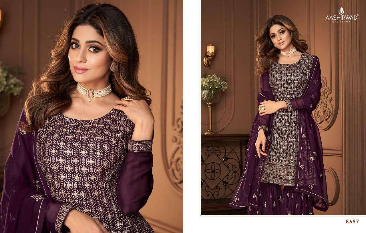 Aashirwad Heroine Designer Free Size Readymade Peplum Style Dress Collection view 9