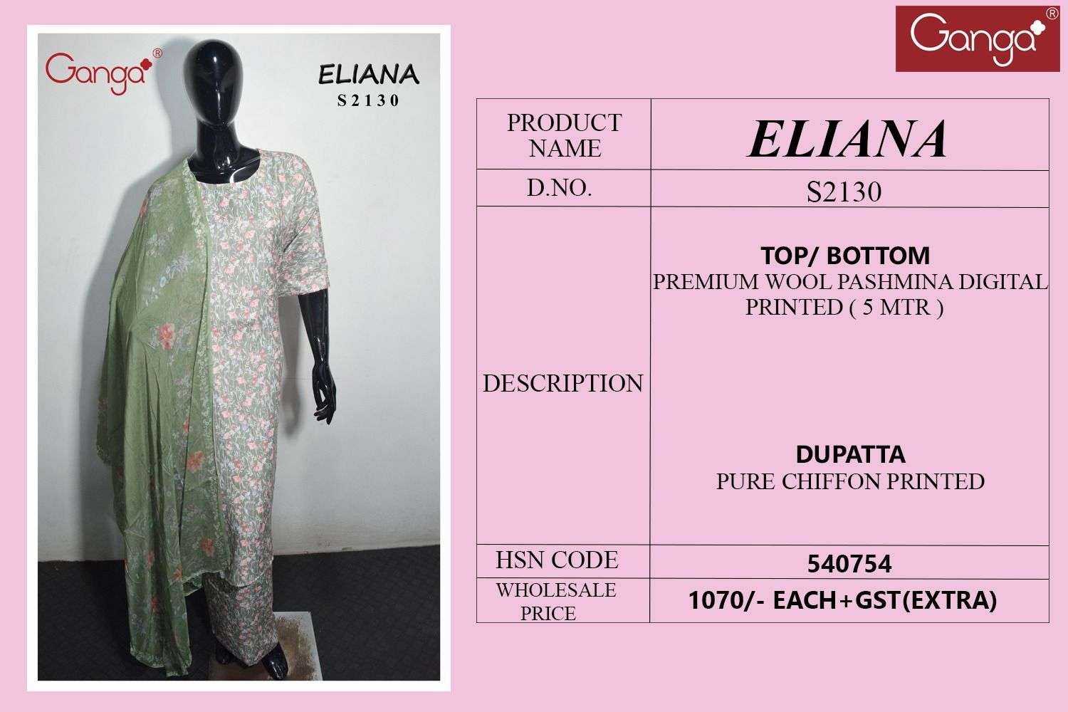Ganga Eliana Digital Print Pashmina Branded Winter Suits view 23