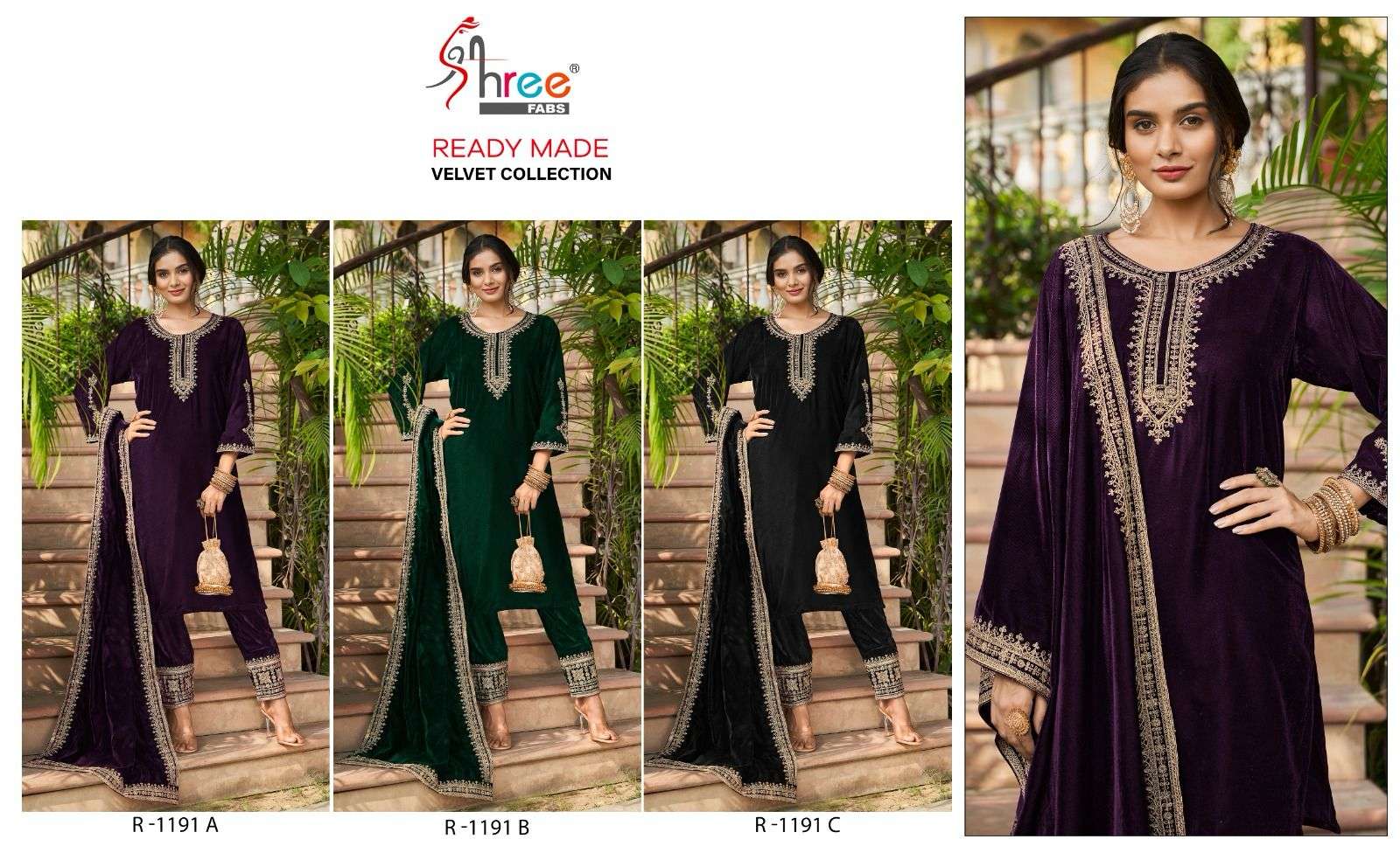 Shree Fabs Designer Velvet Suit view 3