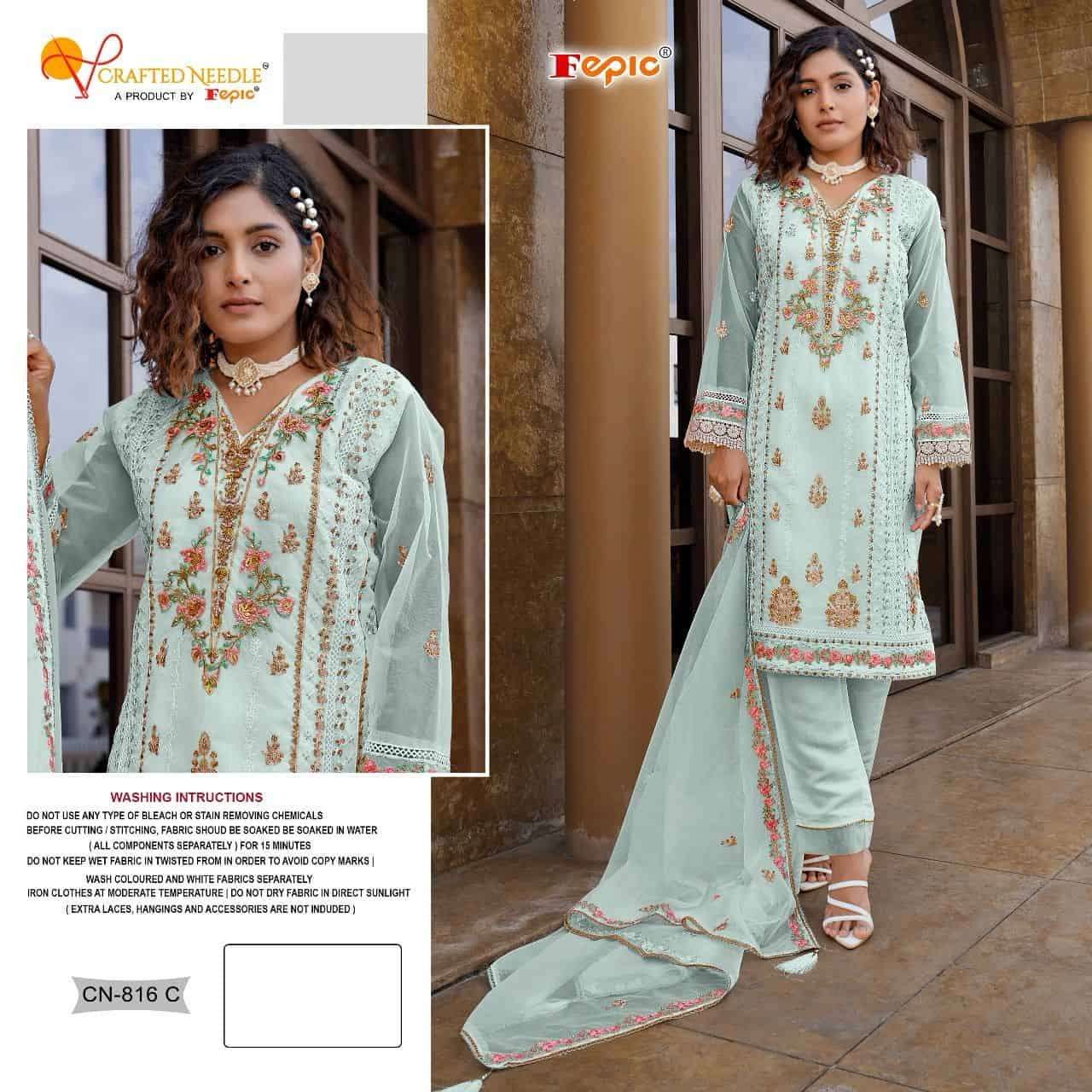 Crafted Needle CN 816 By Fepic Pakistani Designer Style Festive Wear Readymade Wholesalers view 3