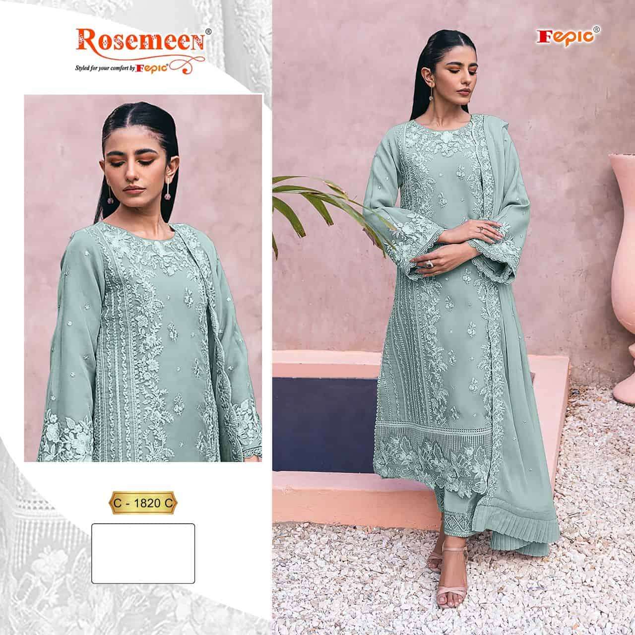 Fepic C 1820 Colors Pakistani Heavy Designer Georgette Embroidered Suit Wholesalers view 4