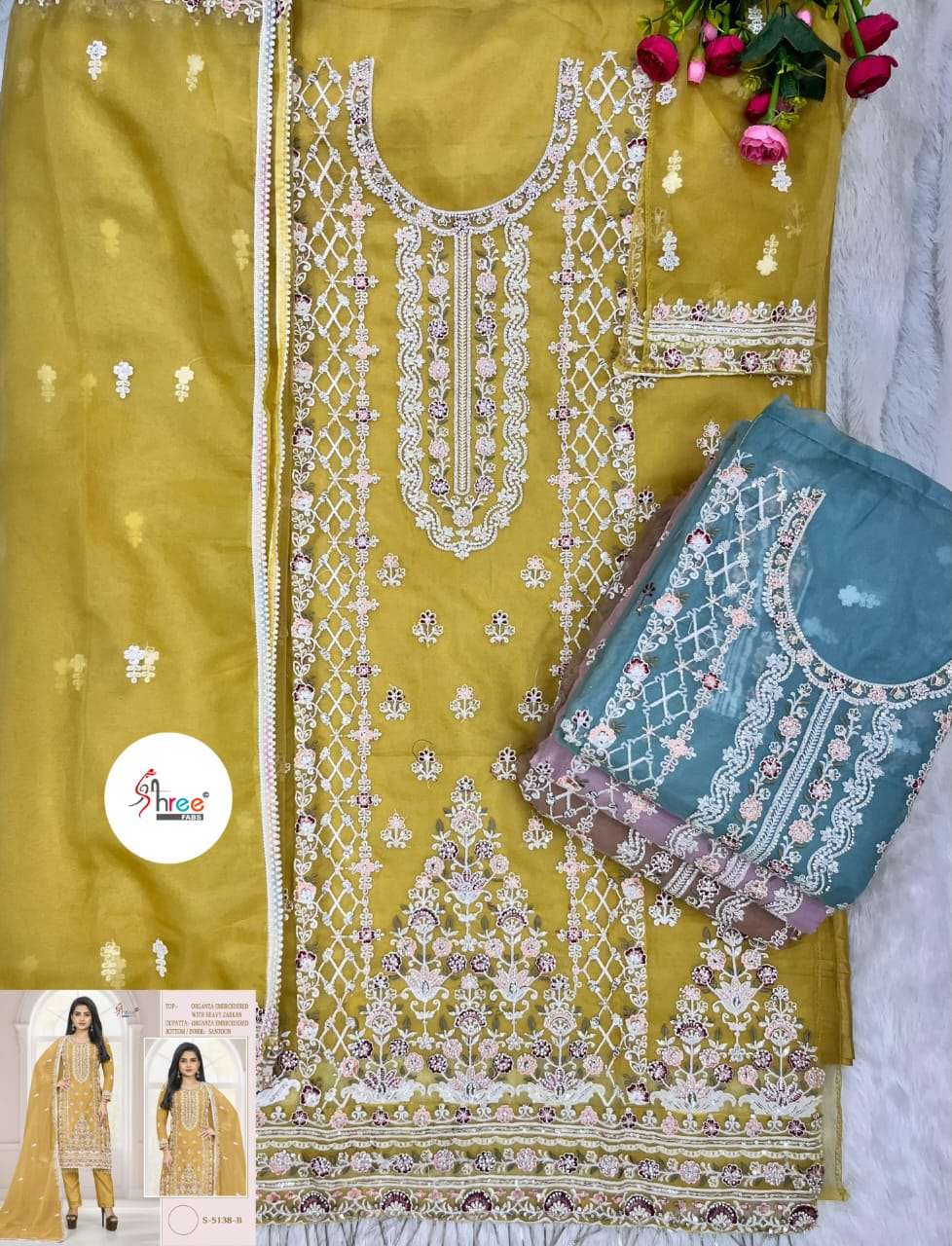 Shree Fabs S 5138 Colors Pakistani Organza Embroidered Salwar Suit Wholesalers view 7