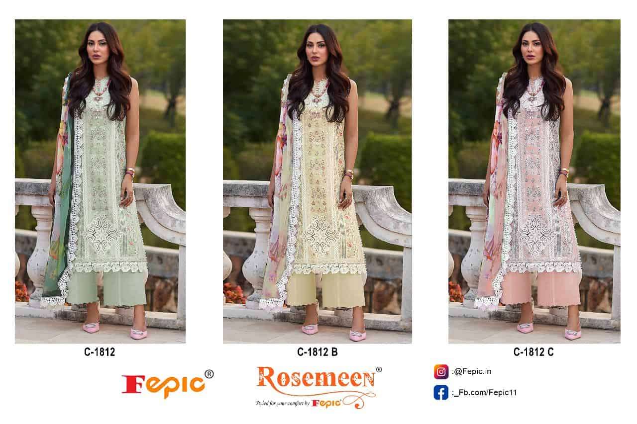 Fepic C 1812 Colors Fancy Designer Embroidered Unstitched Dress Wholesalers view 3