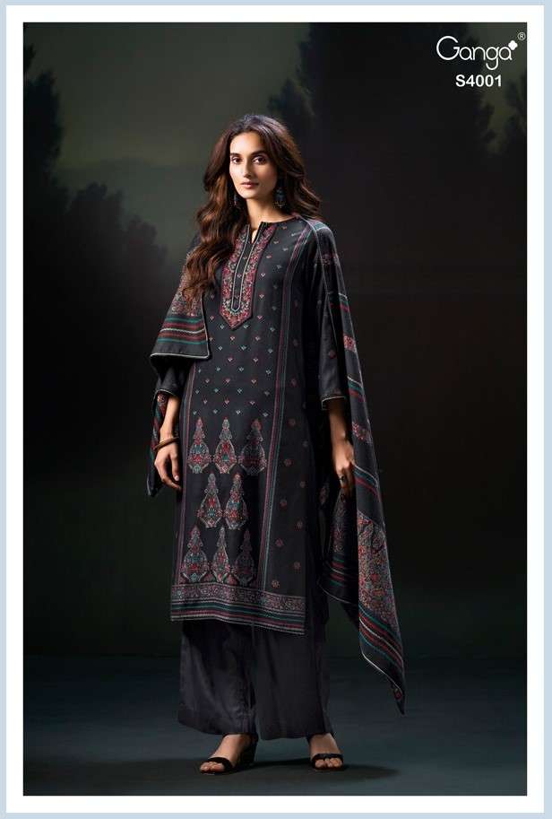 Ganga Fashion Hailea 4001 Pure Pashmina Suit Fancy Winter Collection view 3