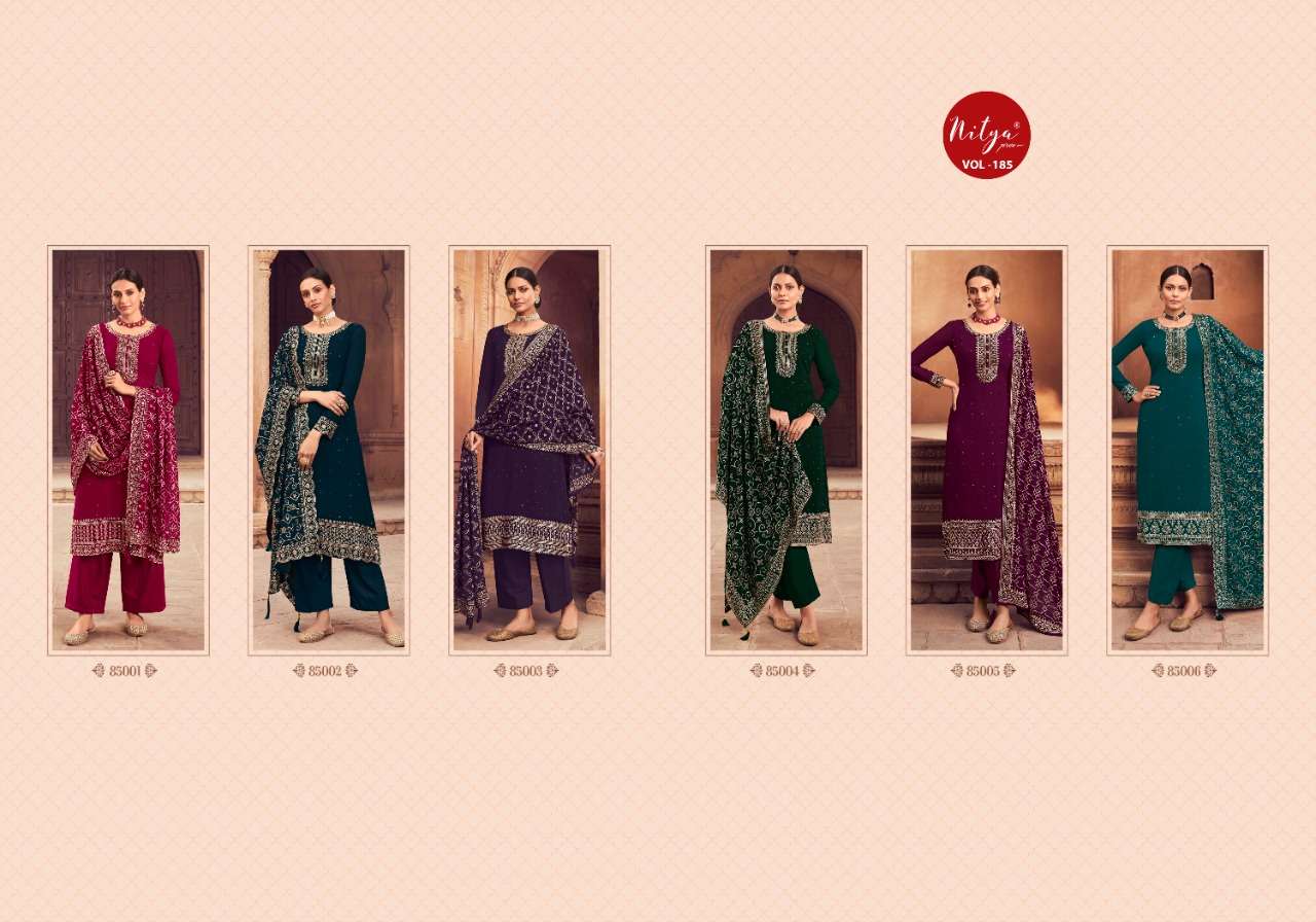 LT Fabrics nitya Vol 185 Party Wear georgette Straight Suit Collection view 17