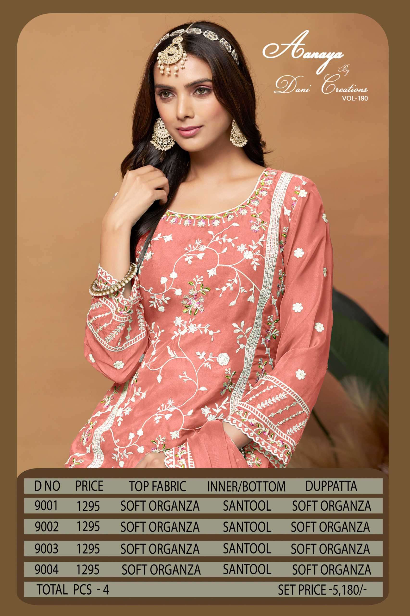 Aanaya Vol 190 9001 To 9004 Designer Work Organza Dress view 10