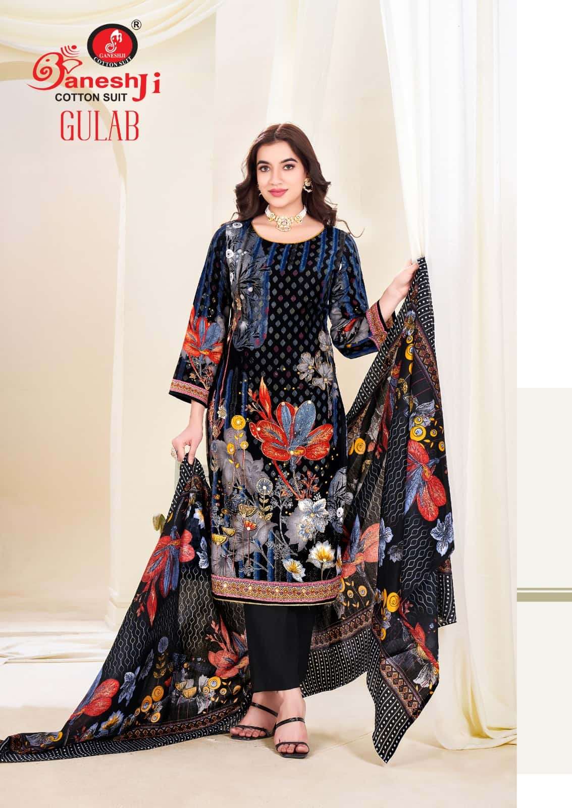 Ganeshji Gulab Vol 1 Unstitch Cotton Ladies Dress Catalog view 4