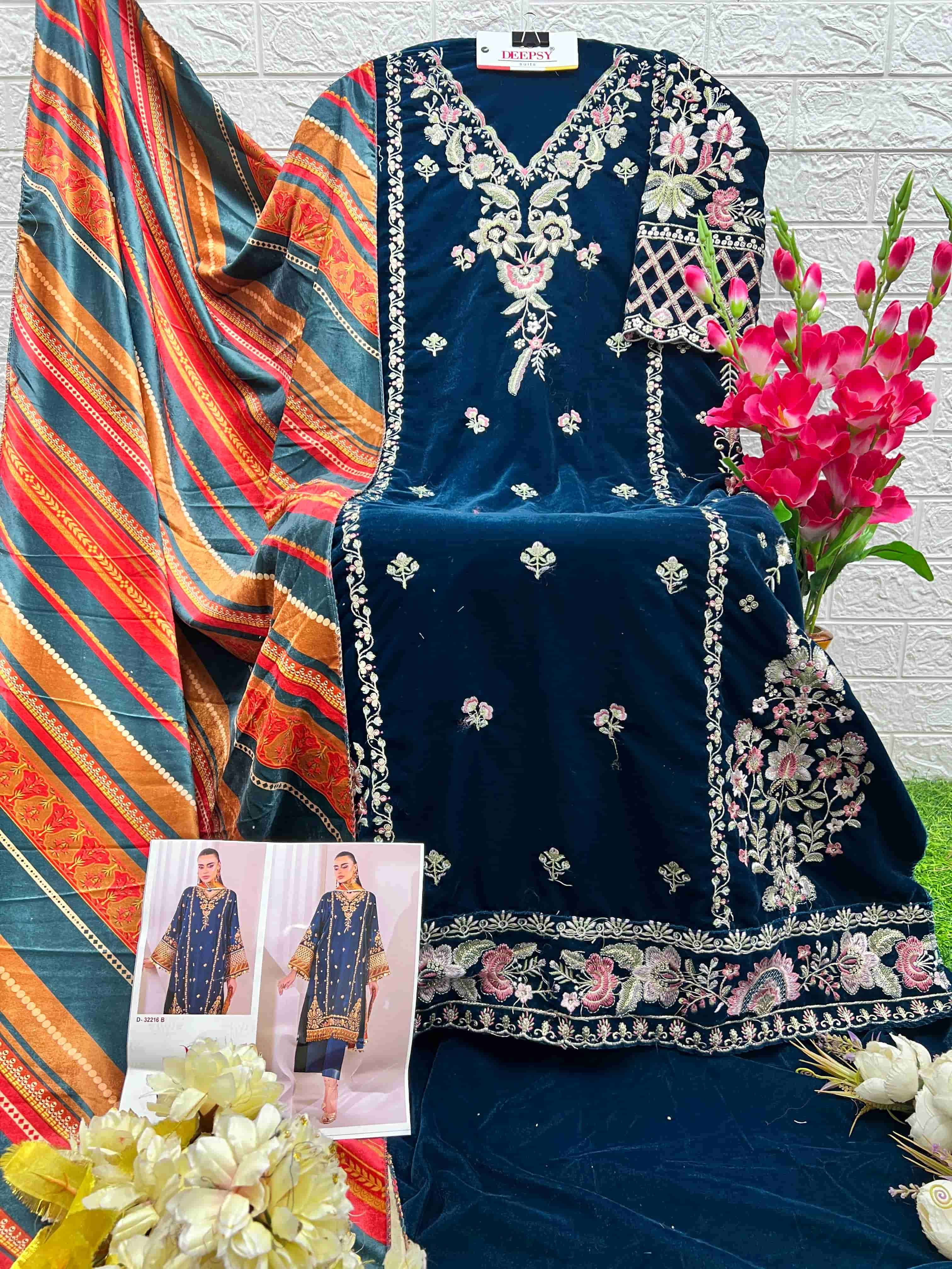 Deepsy D 32216 Colors Pakistani Festive Wear Style Designer Velvet Suit Wholesalers view 8