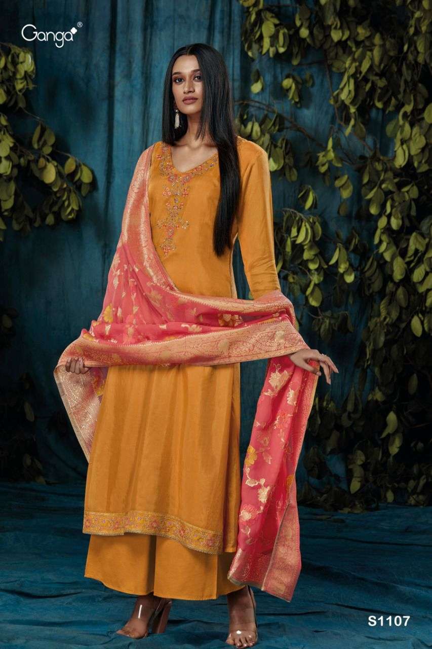 Ganga Kaia 1107 Designer party Wear Silk Salwar Suit New Designs view 2