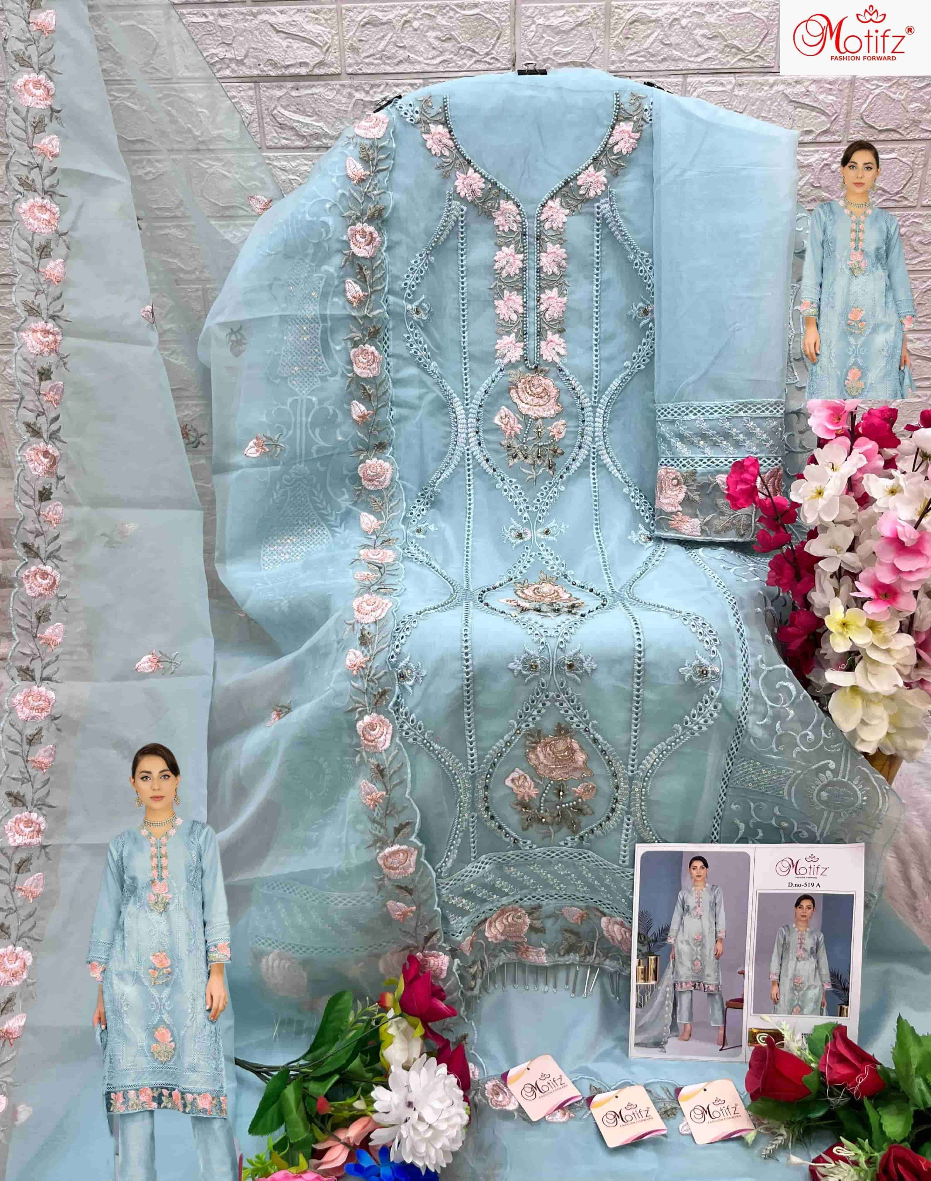 Motifz 519 Colors Exclusive Organza Pakistani Salwar Kameez Collection view 6