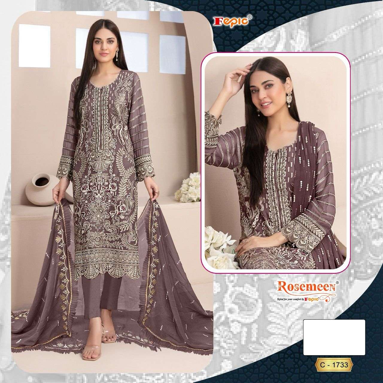 Fepic Rosemeen Embroidered Pakistani Suit
