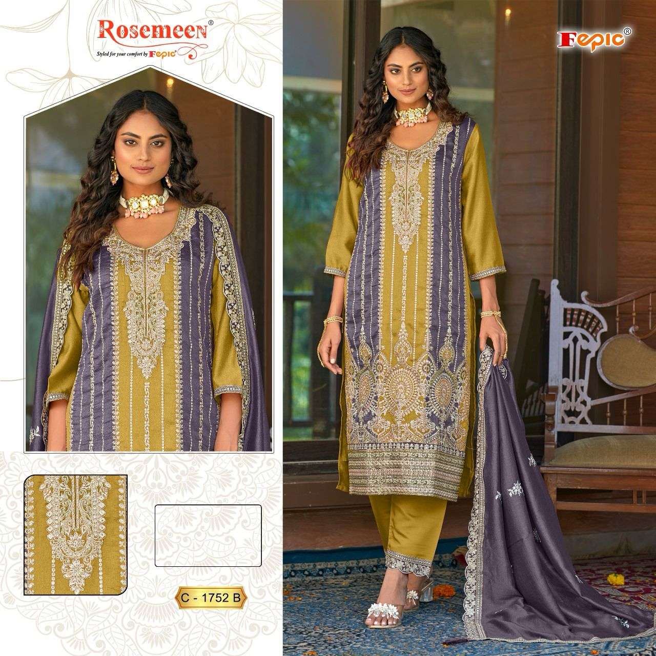 Fepic C 1752 Colors Designer Work Pakistani Suit Festive Collection view 4