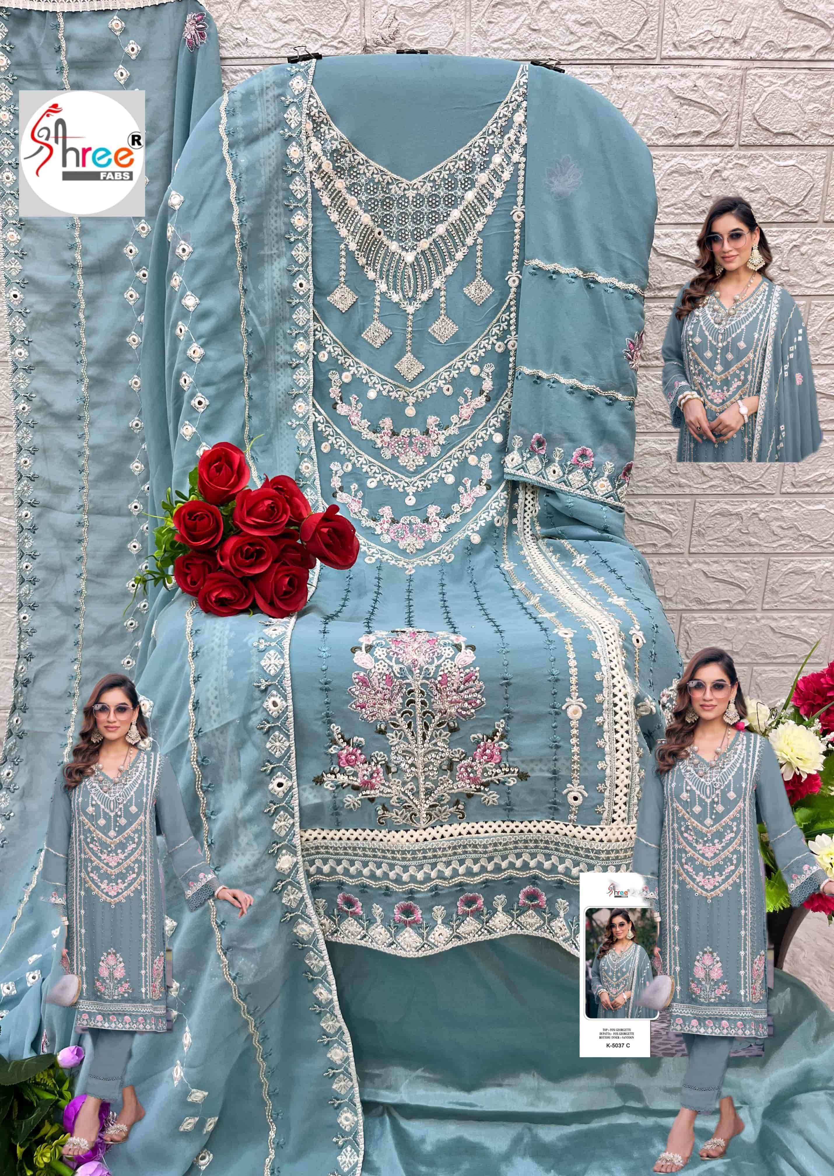Shree Fabs K 5037 Colors Pakistani Style Designer Georgette Embroidered Suit Wholesalers view 6