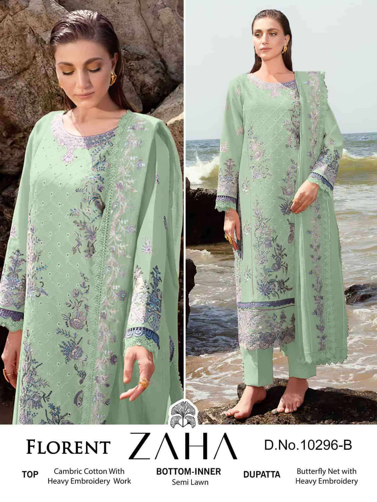 Zaha Florent 10296-B Cotton Embroidered Suit
