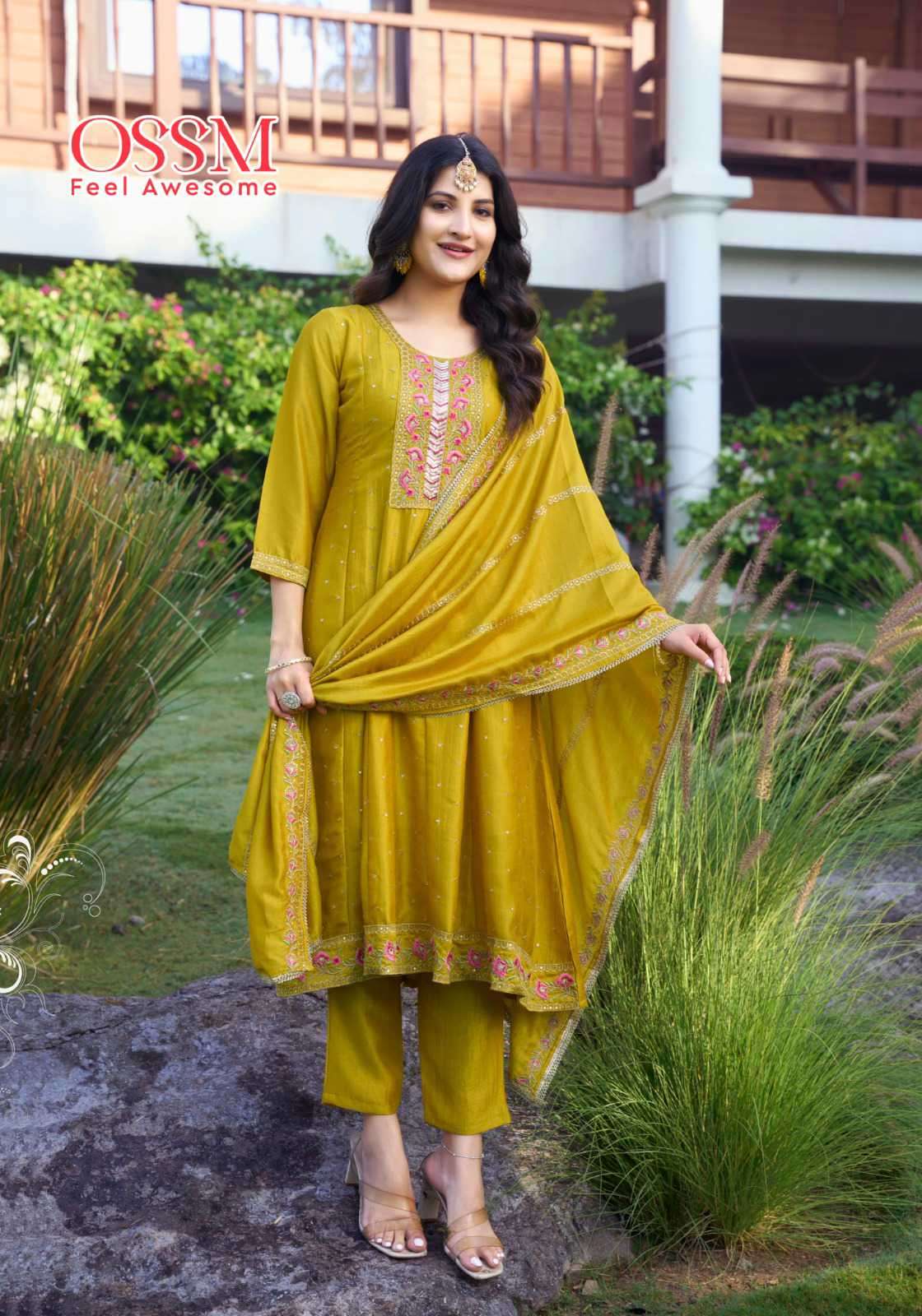 Ossm Shayra Fancy Silk Readymade Anarkali Style Suits view 8
