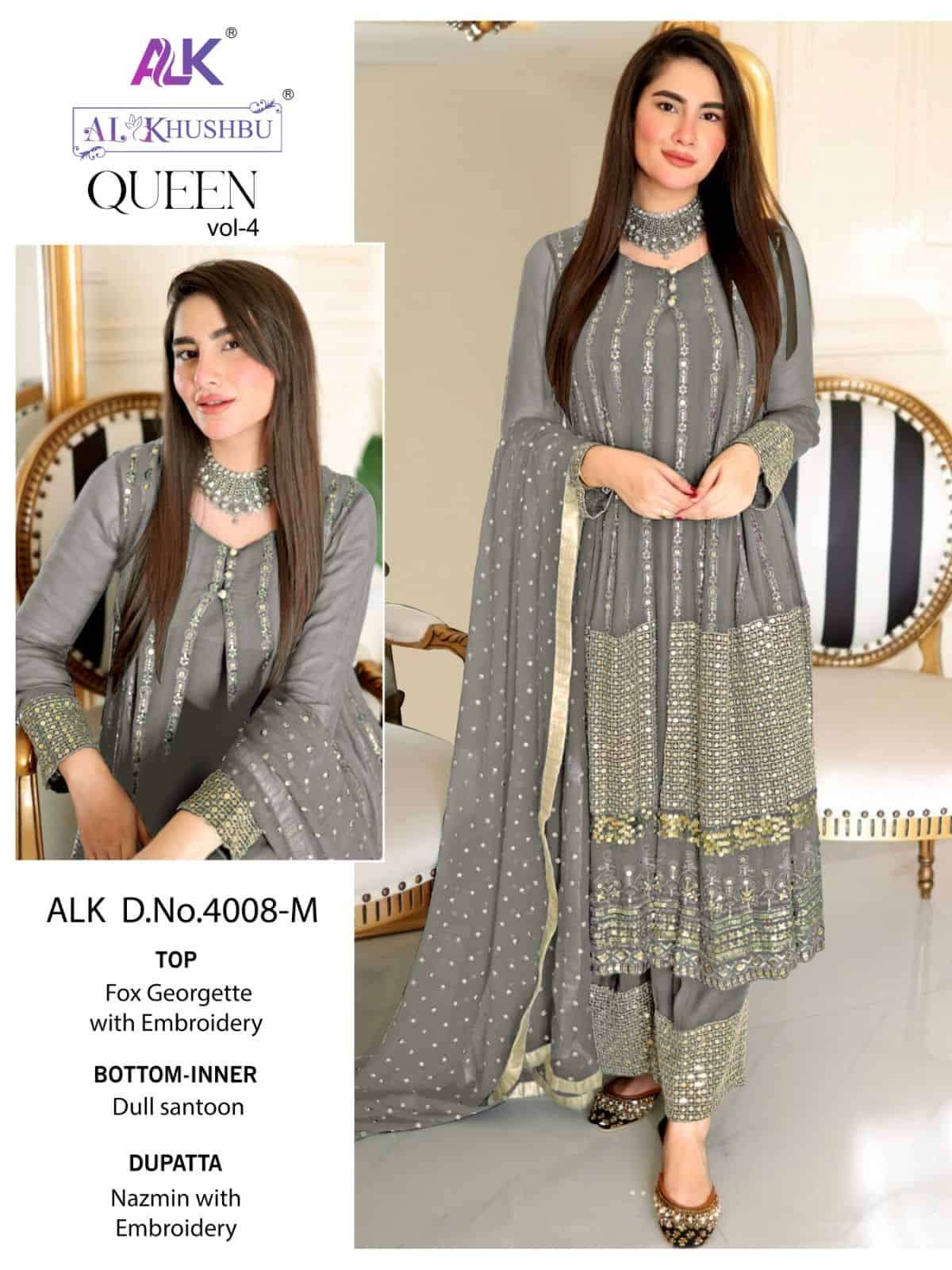 AL Khushbu Queen Vol 4 4008 Colors Pakistani Festive Wear Suit Wholasaler view 3