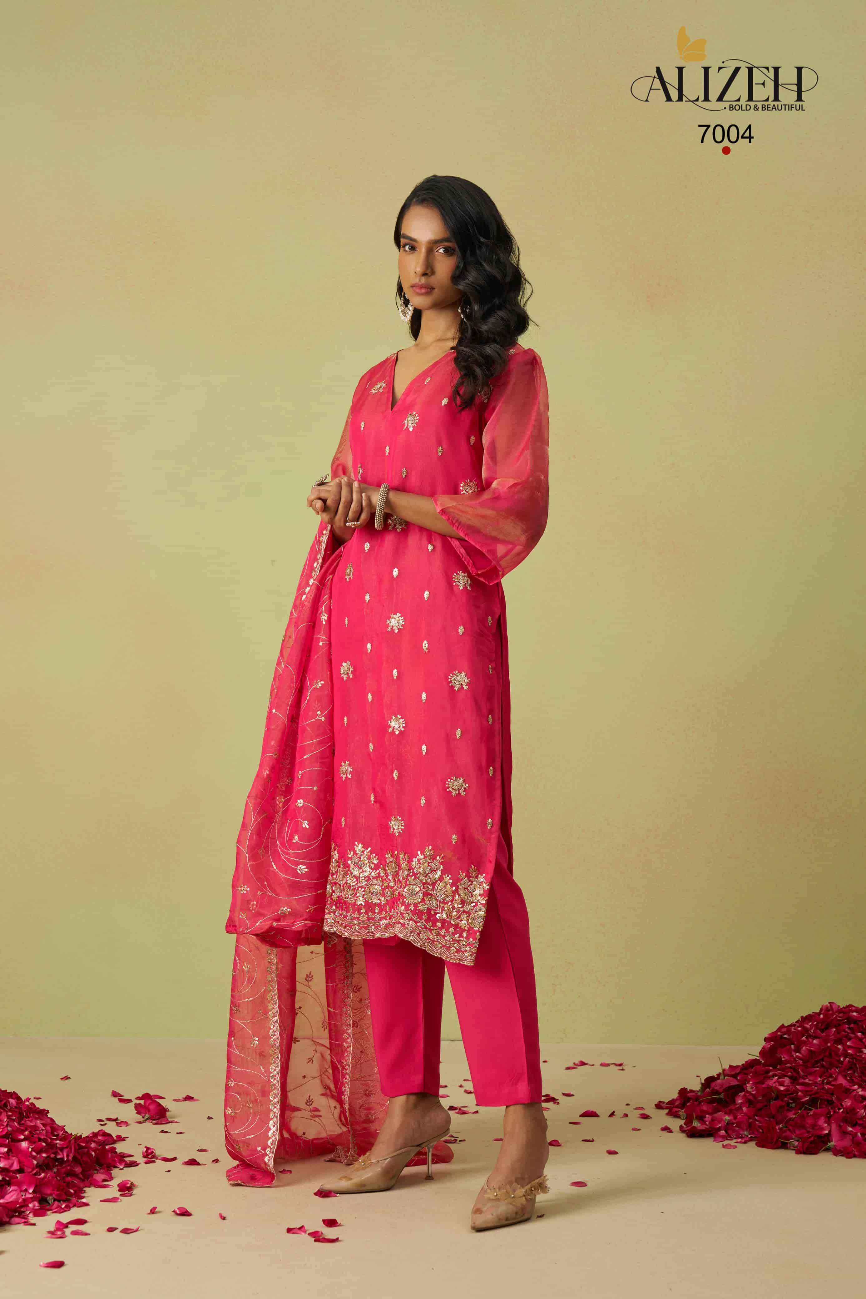 Alizeh Gulaabo 7001 to 7004 Shimmer Organza Salwar Suits view 18