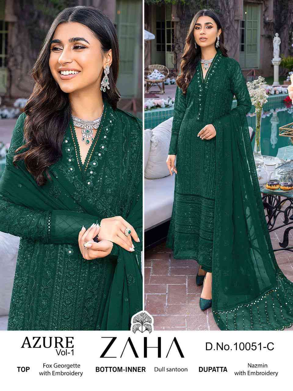 Zaha Azure Vol 1 10051 Hit Colors Pakistani Salwar Suit view 5