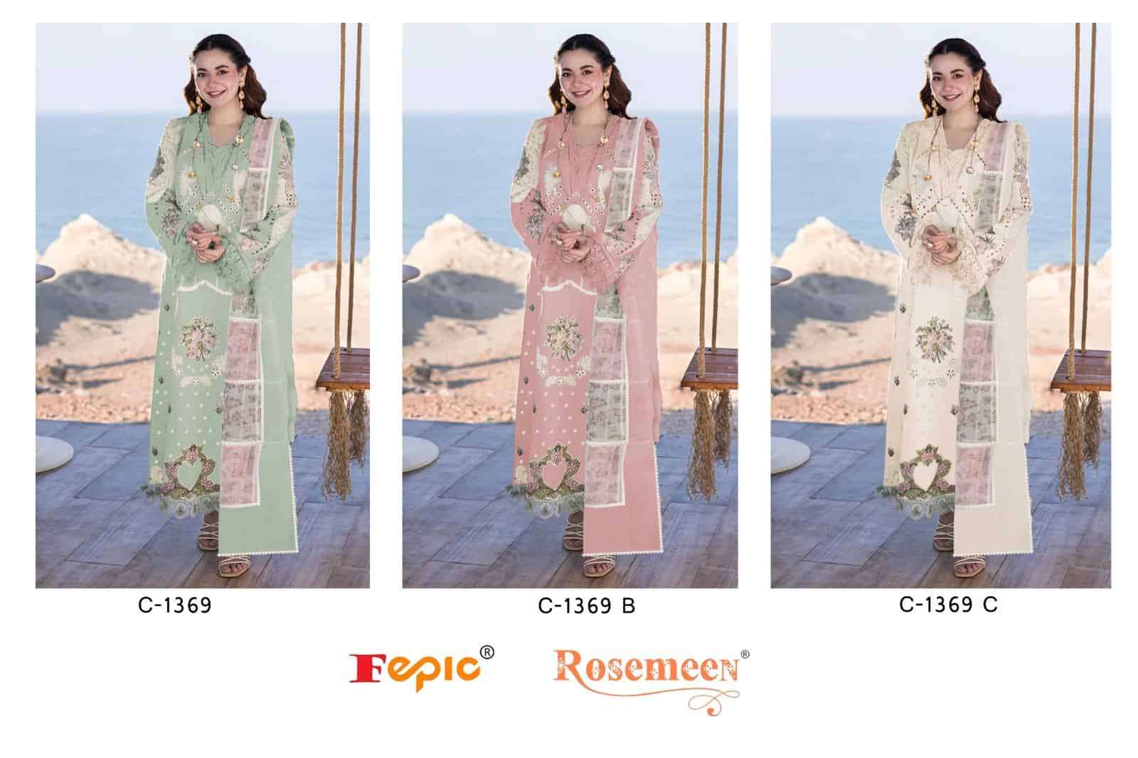 Fepic C 1369 Colors Unstitched Cotton Embroidered Dress Series view 4