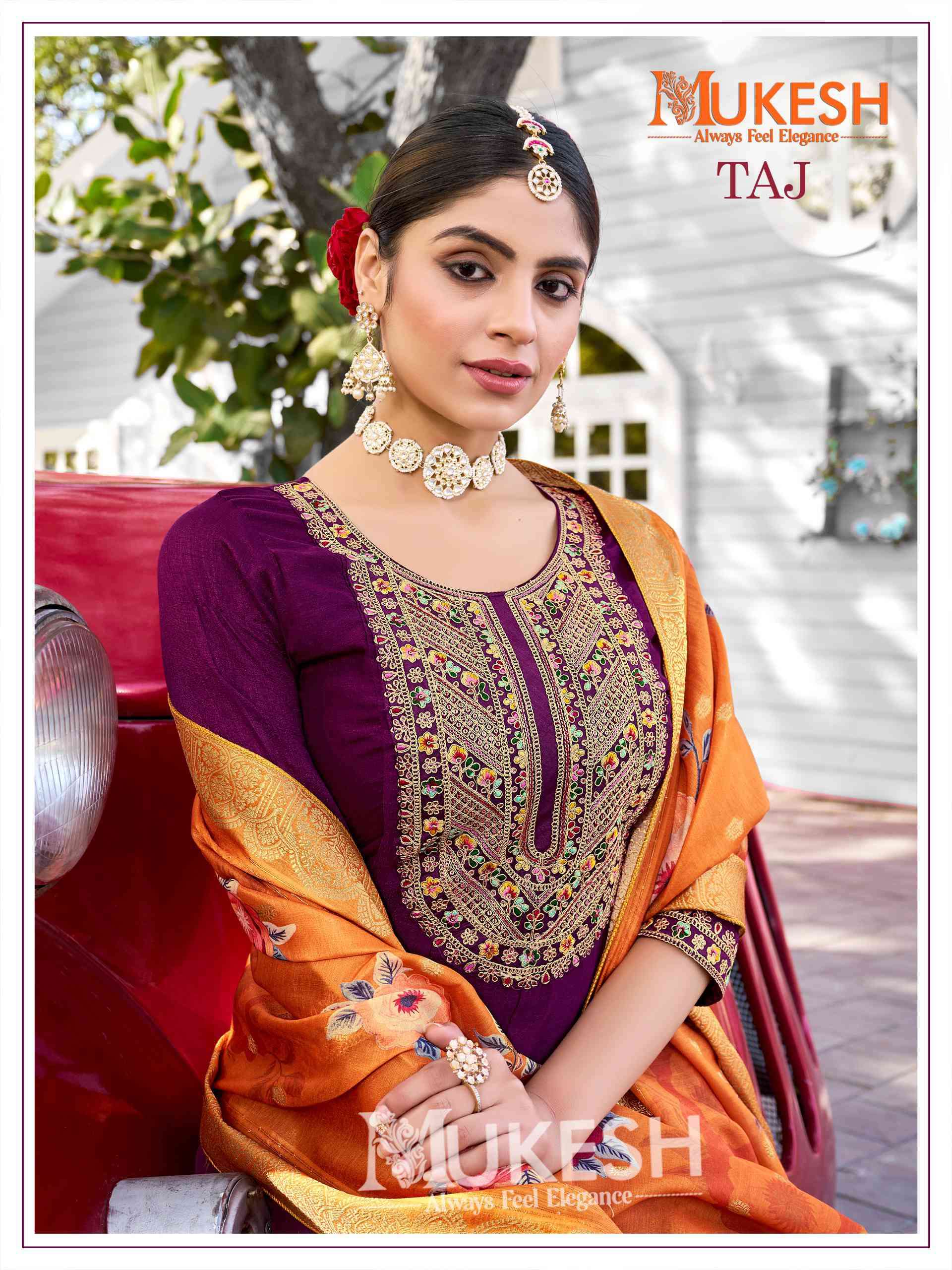 Mukesh Taj Anarkali Kurti Bottom Dupatta Set New Collection view 3