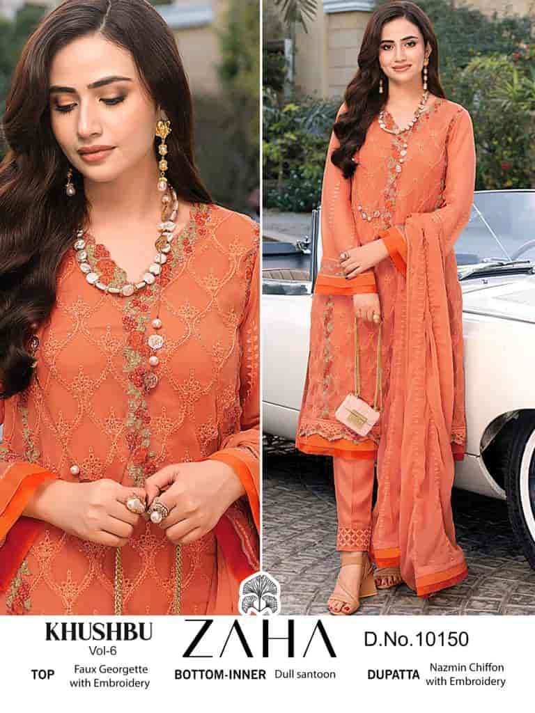 Zaha Khushbu Vol 6 Pakistani Festive Wear Style Designer Suit Catalog Collection view 4