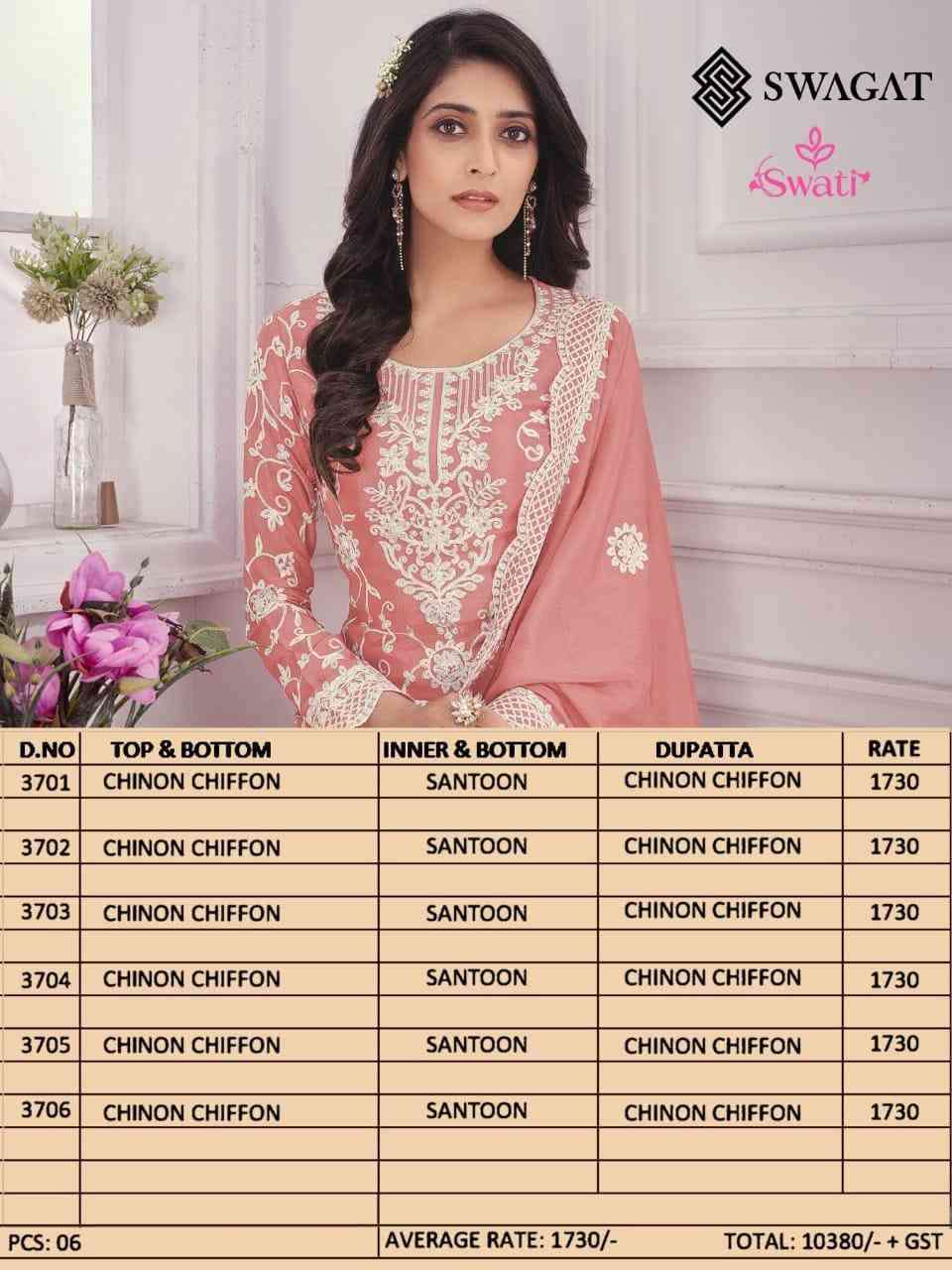 Swagat Swati 3701 To 3706 Festive Wear Straight Salwar Suit New Collection view 10