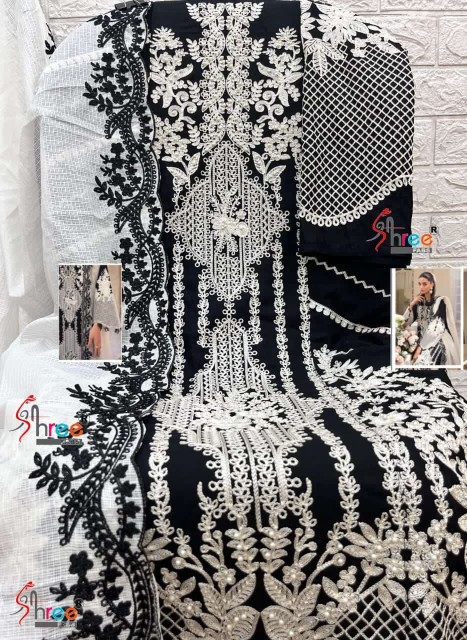 Shree Fabs S 951 Exclusive Designer Pakistani Cotton Embroidered Suit Ensemble view 3