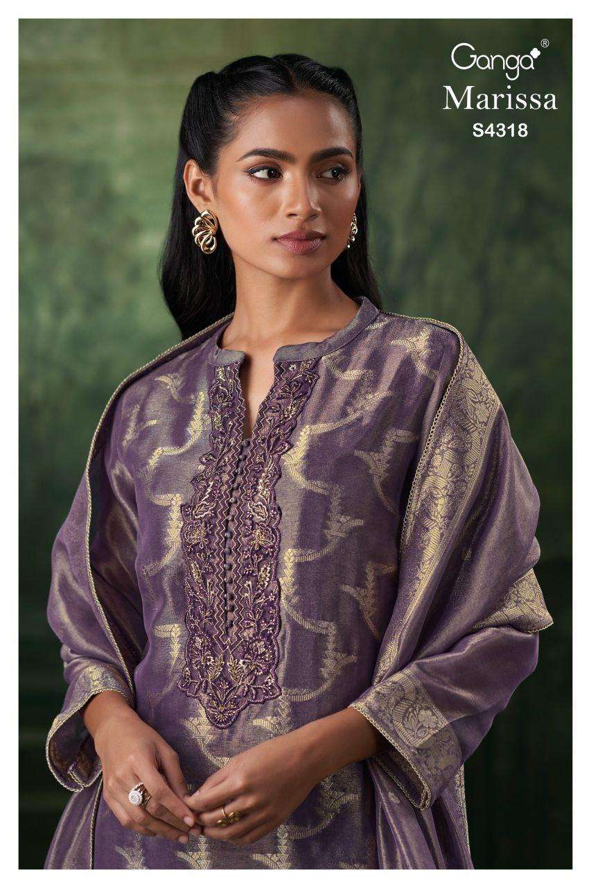 Ganga Fashion Marissa 4318 Pure Bemberg Silk Suit Latest Collection view 4