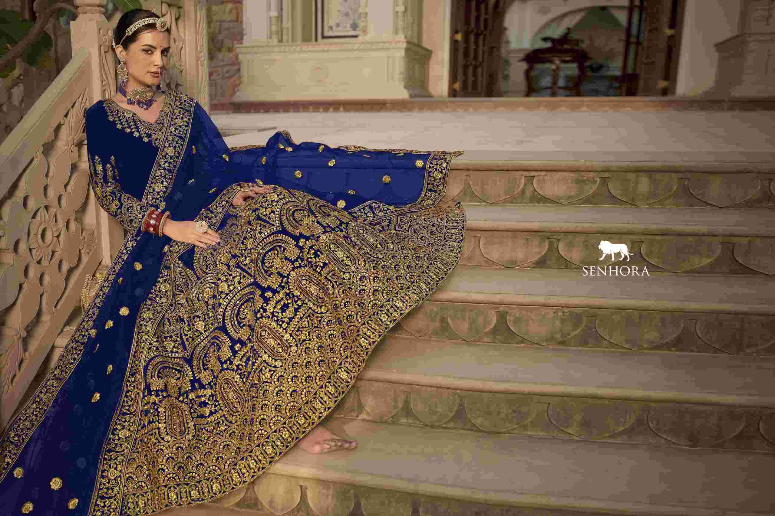 Senhora Riwayat Velvet Bridal Anarkali Gown view 9