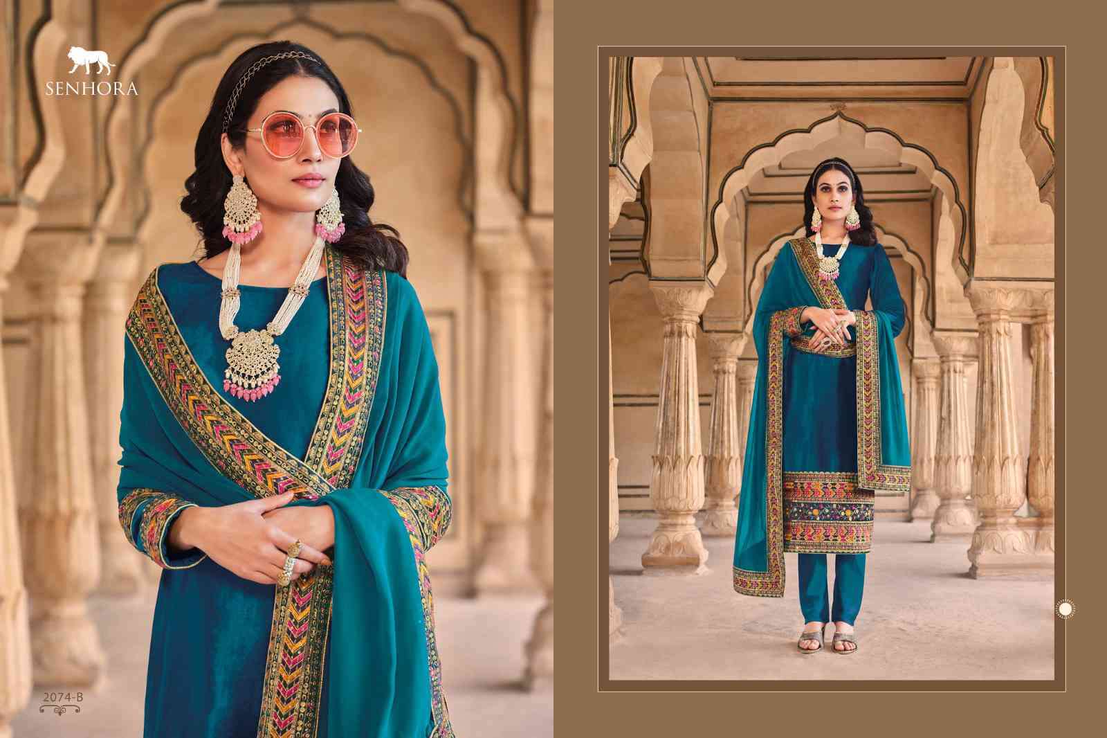 Senhora Aadhya 2074 Colors Designer Velvet Wedding Collection Suit Exporter view 3