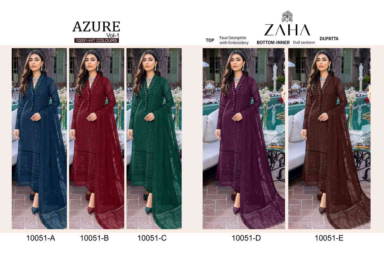 Zaha Azure Vol 1 10051 Hit Colors Pakistani Salwar Suit view 7