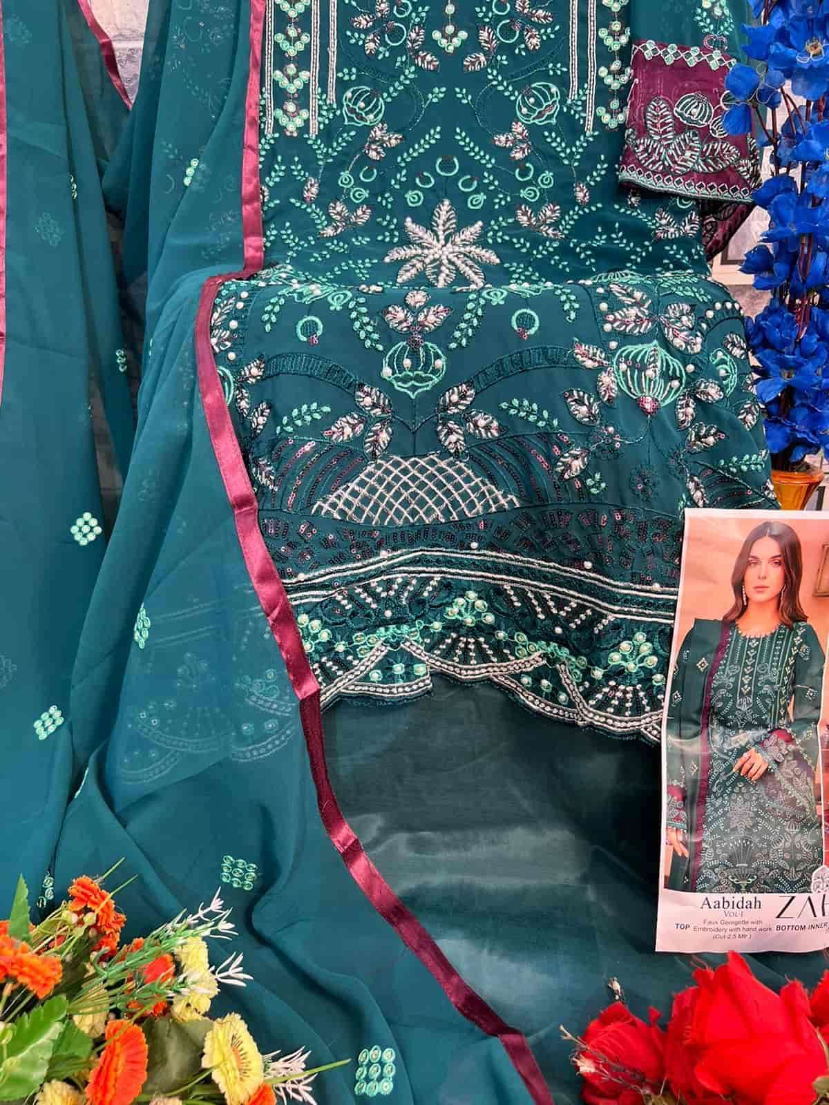 Zaha Aabidah Vol-1 Embroidered Unstitched Dress view 3