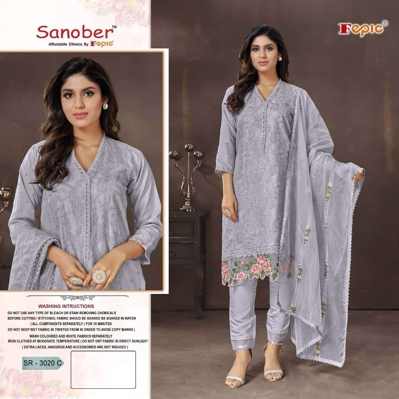 Fepic Sanober SR 3020 Colors Pakistani Style Latest Designs Festive Wear Suit Collection view 3