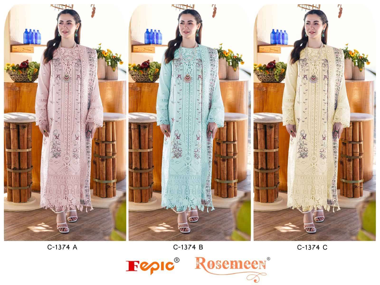 Fepic C 1374 Colors Pakistani Designer Pure Cotton Salwar Kameez Wholesalers view 3