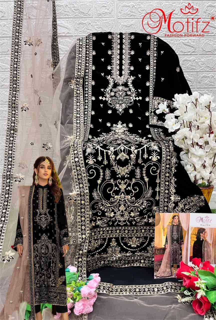 Motifz 379 Colors Exclusive Heavy Designer Style Party Wear Velvet Suit Wholesalers view 6