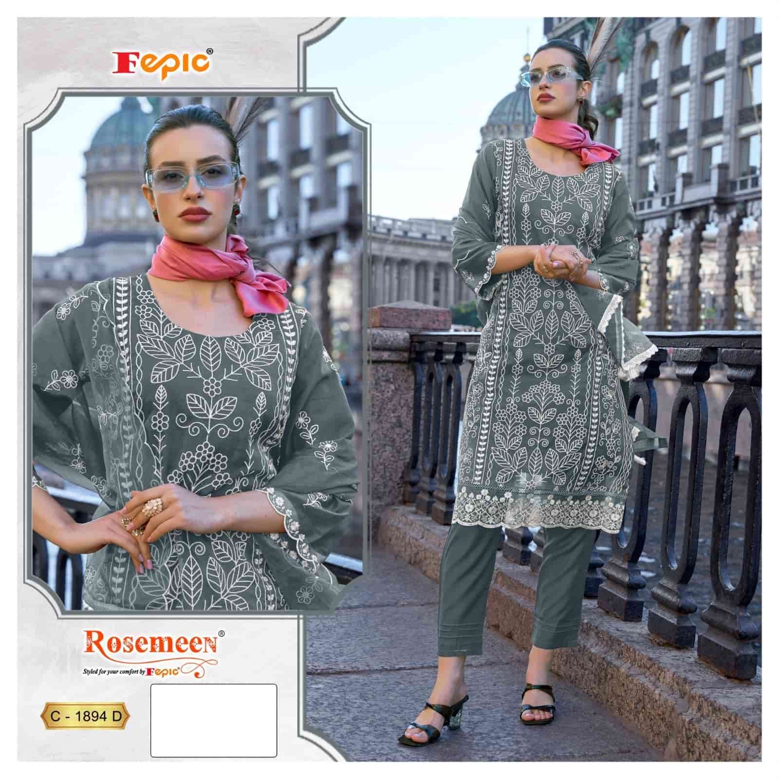 Fepic C 1894 D Festive Wear Style Designer Organza Embroidered Suit