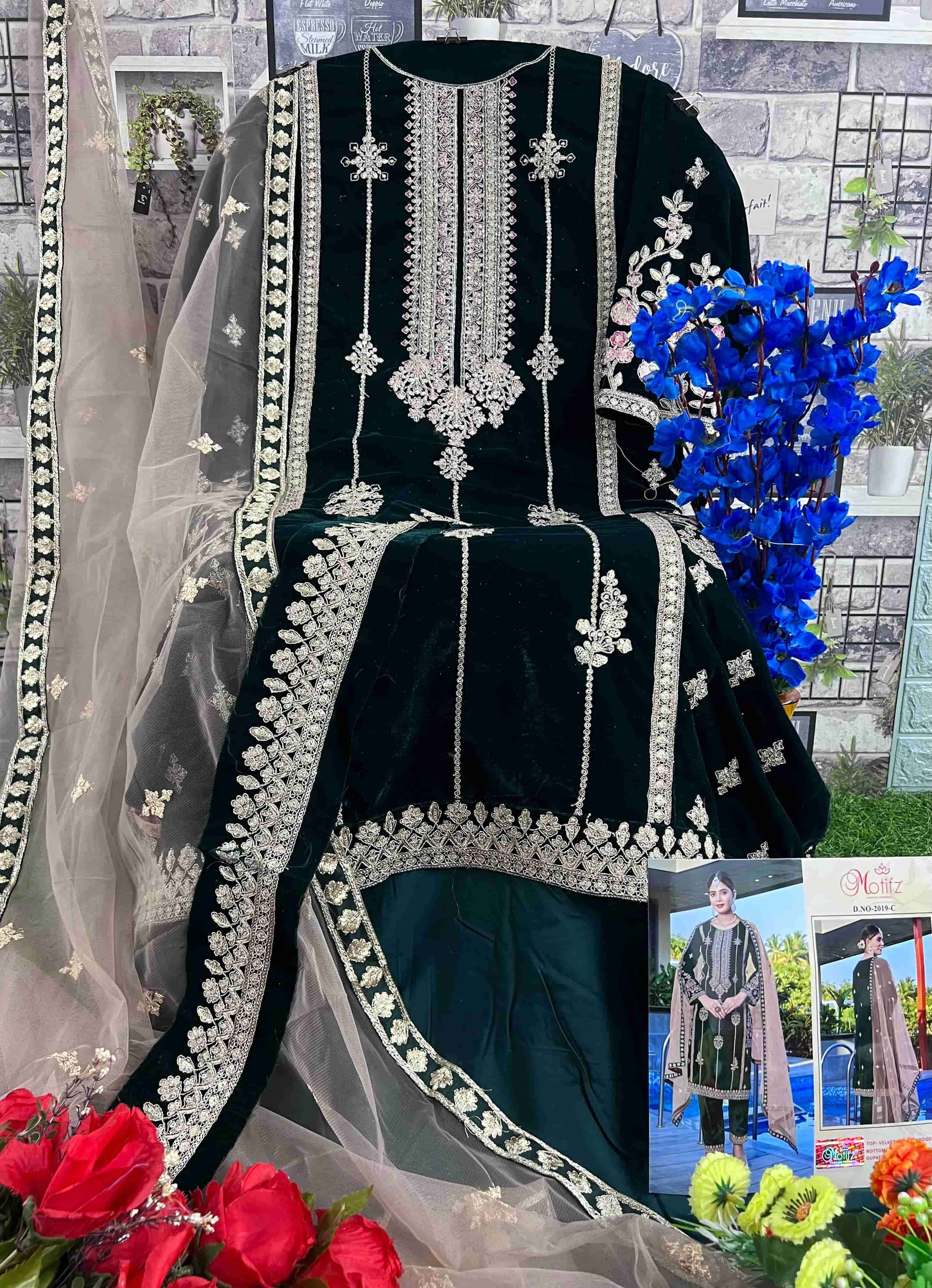 Motifz 2019 Colors Festive Wear Style Designer Winter Wear Salwar Suit Wholesalers view 9