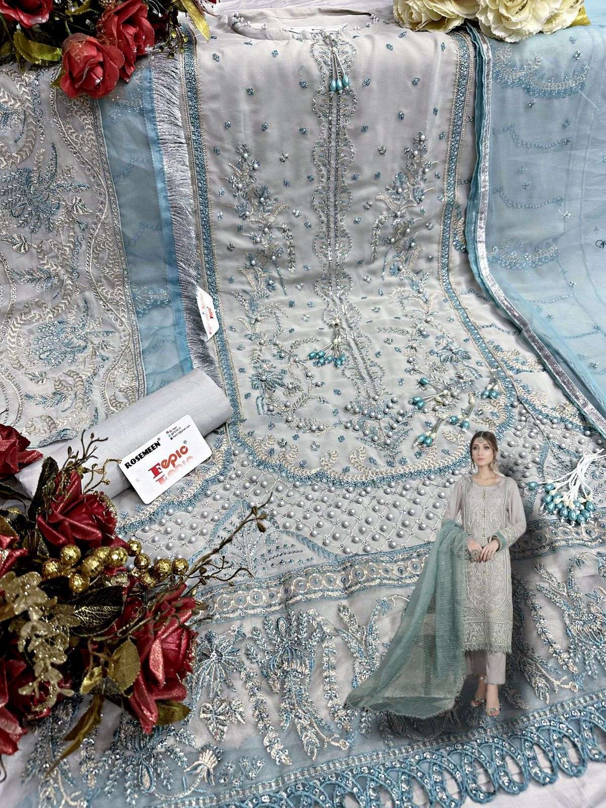 Fepic C 1257 Colors Georgette Embroidered Styles Pakistani Suit Catalog Exporter view 2