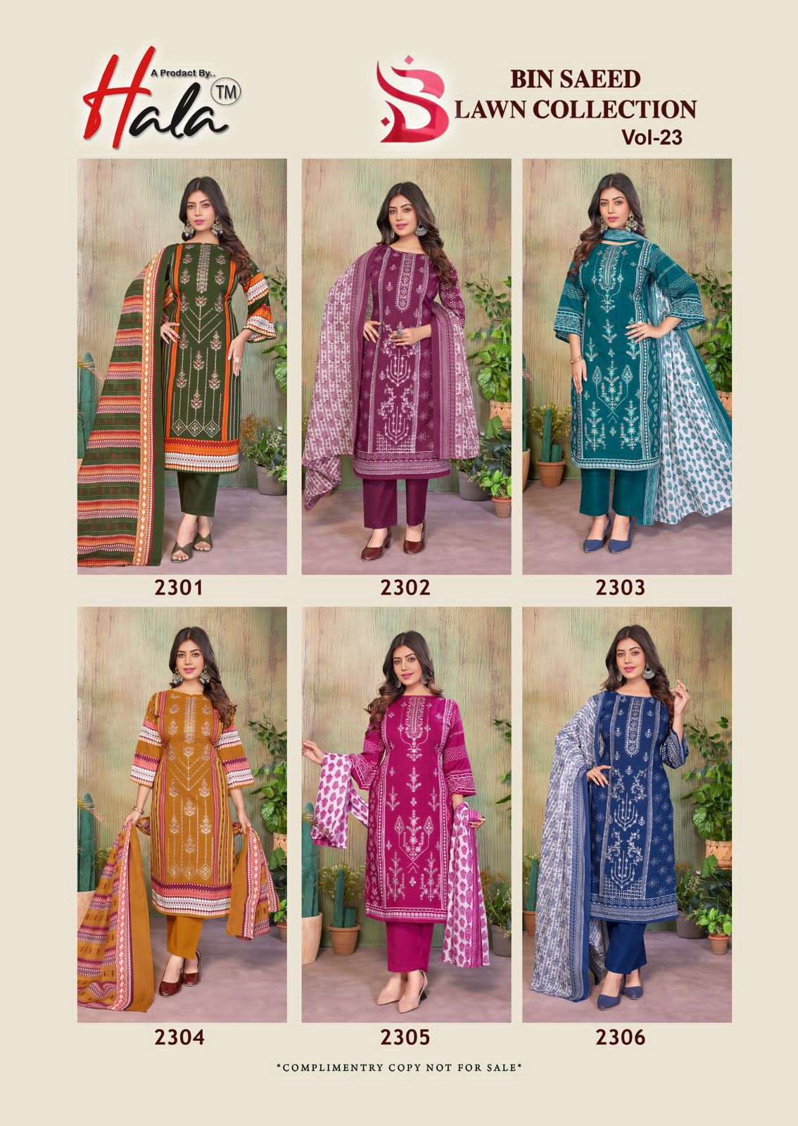 Hala Bin Saeed Vol 23 Unstitch Cotton Ladies Dress view 7