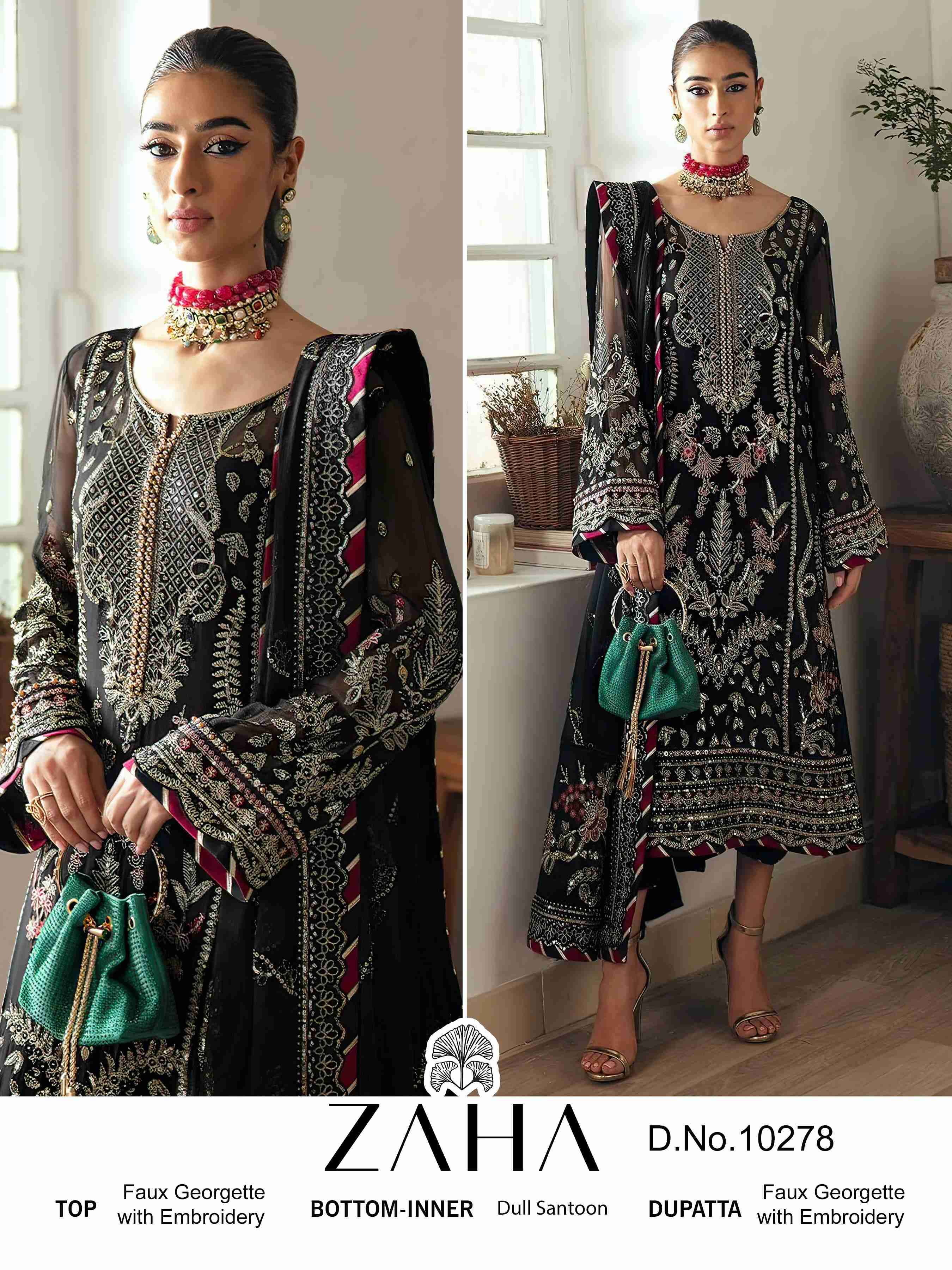Zaha 10278 Embroidered Georgette Pakistani Suit view 3