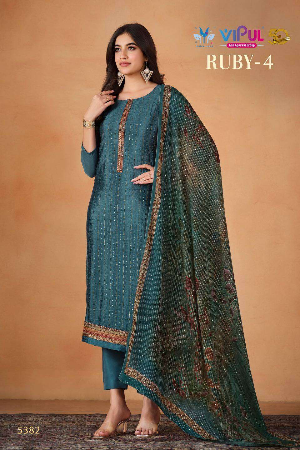 Vipul Ruby Vol 4 Fancy Straight Designs Festive Wear Dress Catalog Exporter view 6