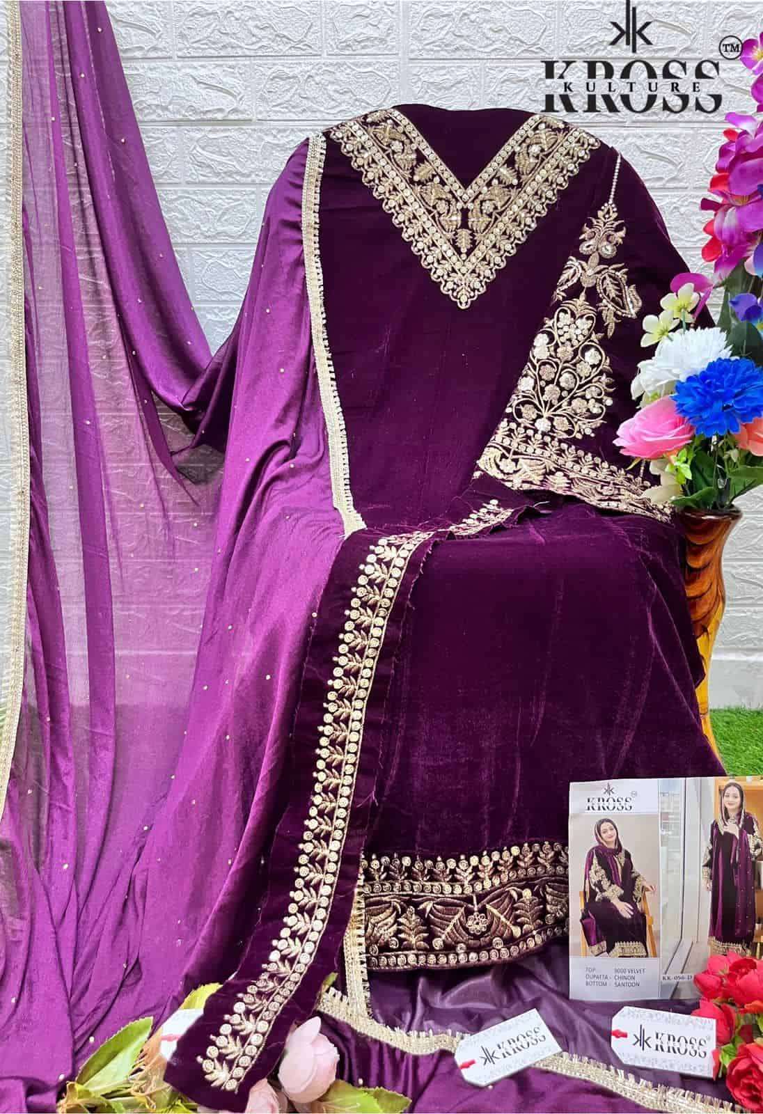 Kross Kulture KK 056 Velvet Pakistani Suit view 5