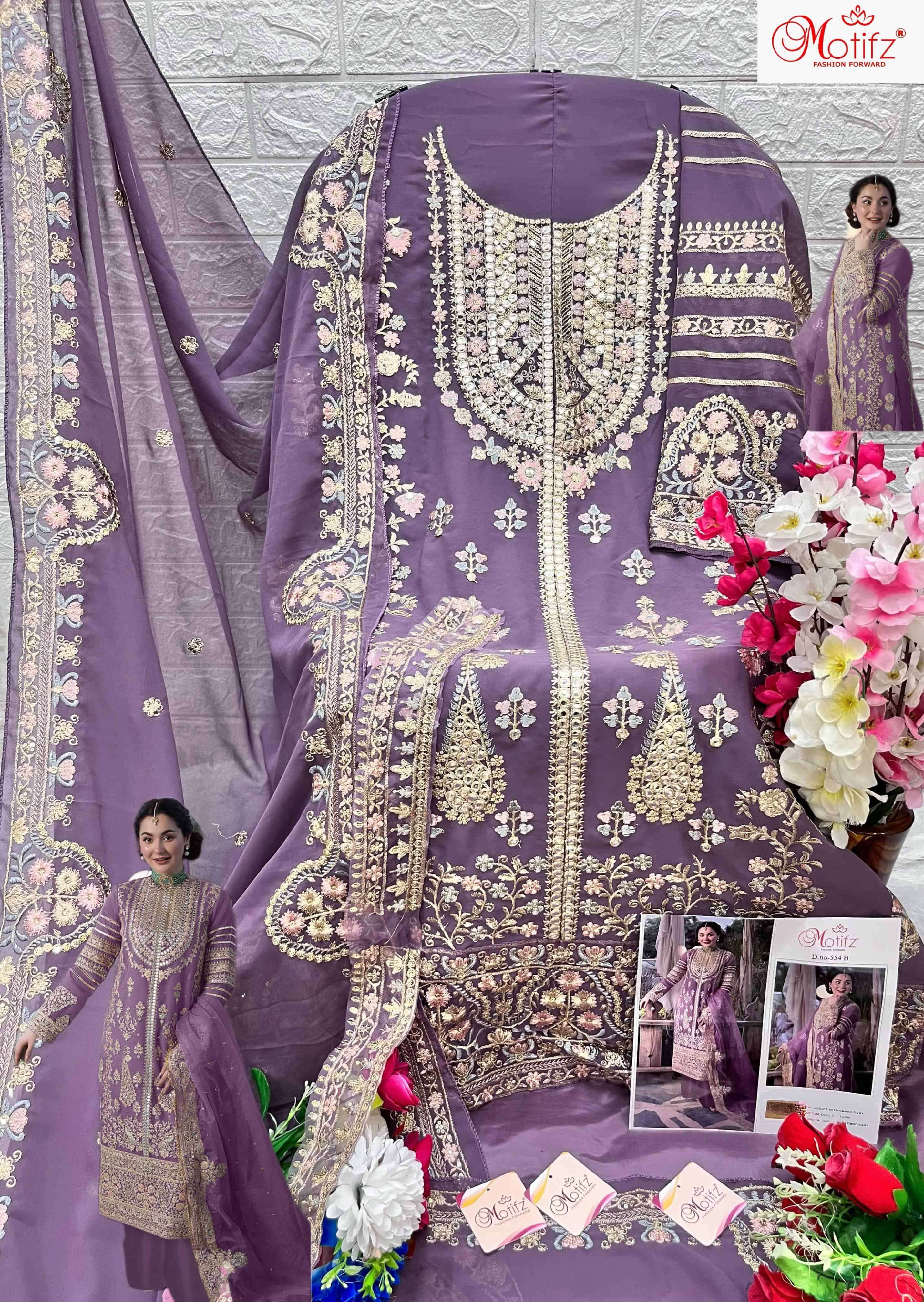 Motifz 554 B Festive Wear Style Heavy Embroidered Dress Ensemble view 2