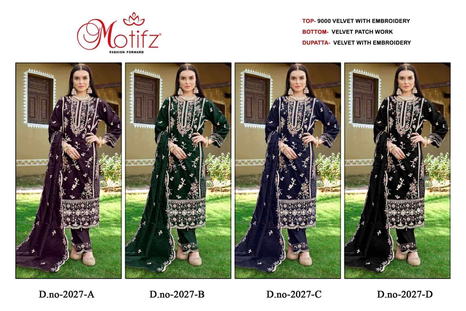 Motifz Designer Velvet Embroidered Salwar Suit view 5
