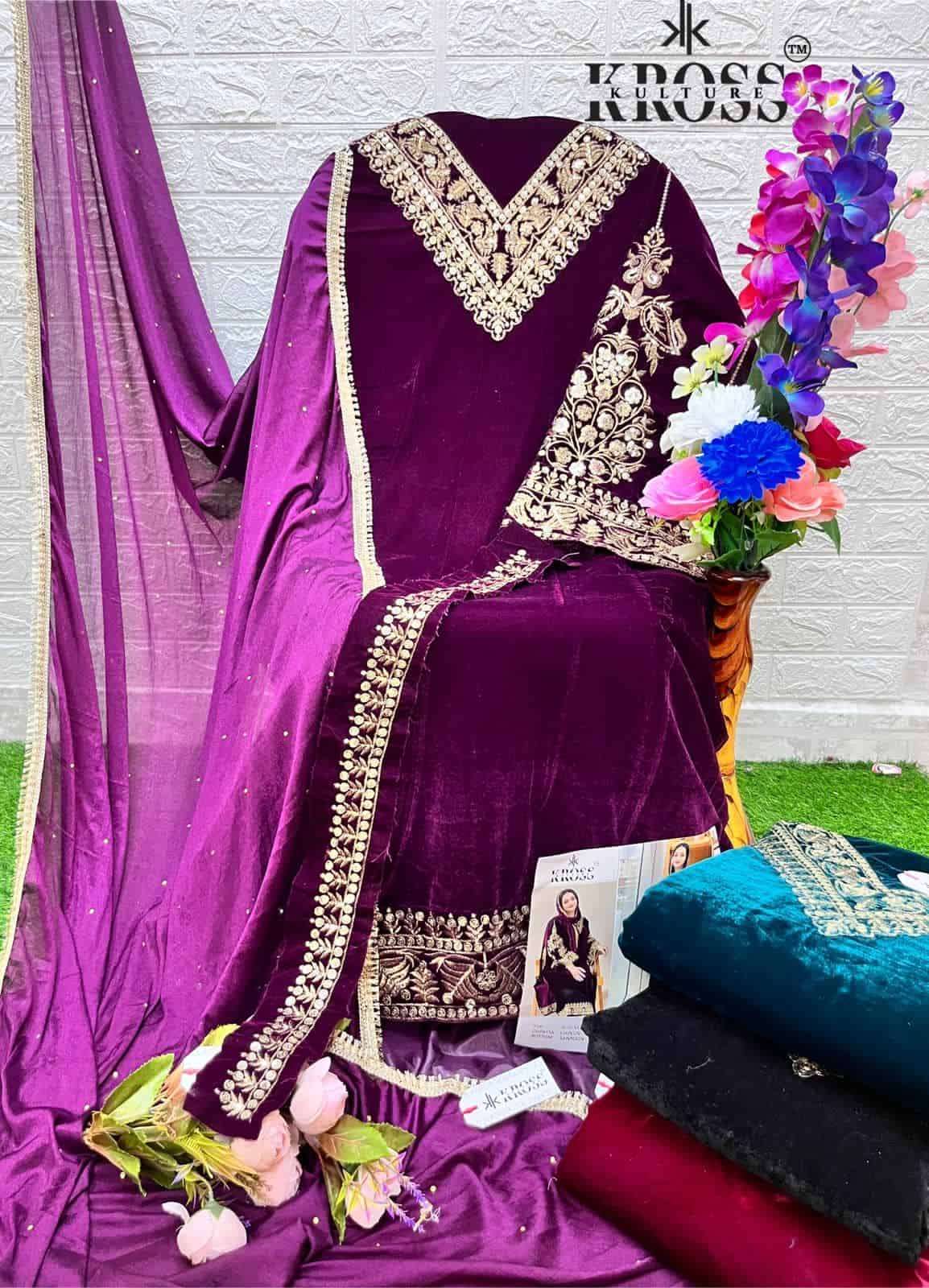 Kross Kulture KK 056 Velvet Pakistani Suit view 7