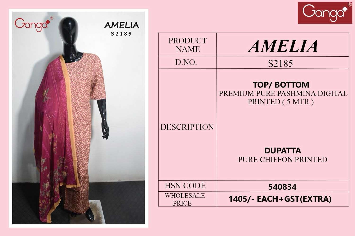 Ganga Amelia 2185 Branded Pashmina Salwar Kameez Catalog Exporter view 3